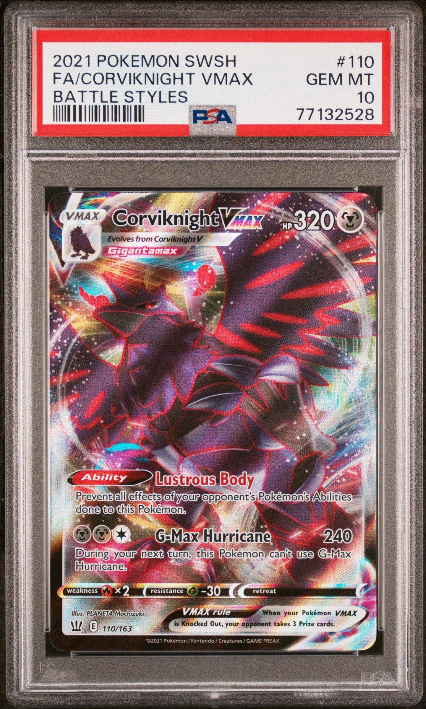 2021 Pokemon Sword & Shield Battle Styles 110 Full Art/corviknight Vmax PSA 10