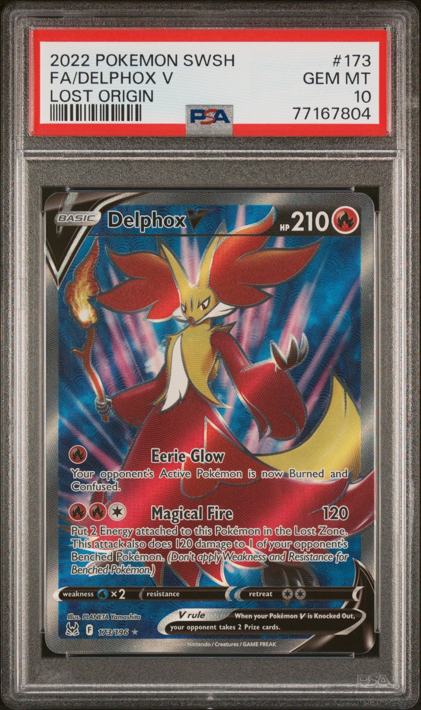 2022 Pokemon Sword & Shield Lost Origin 173 Full Art/delphox V PSA 10