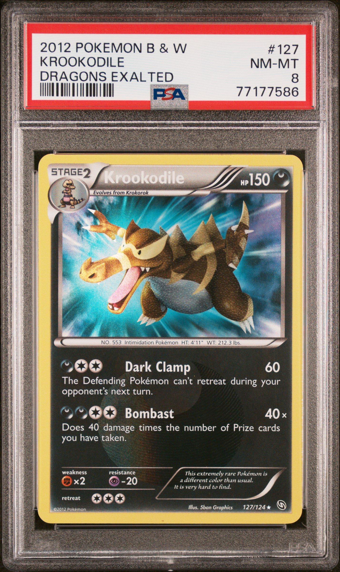2012 Pokemon Black & White Dragons Exalted 127 Krookodile PSA 8