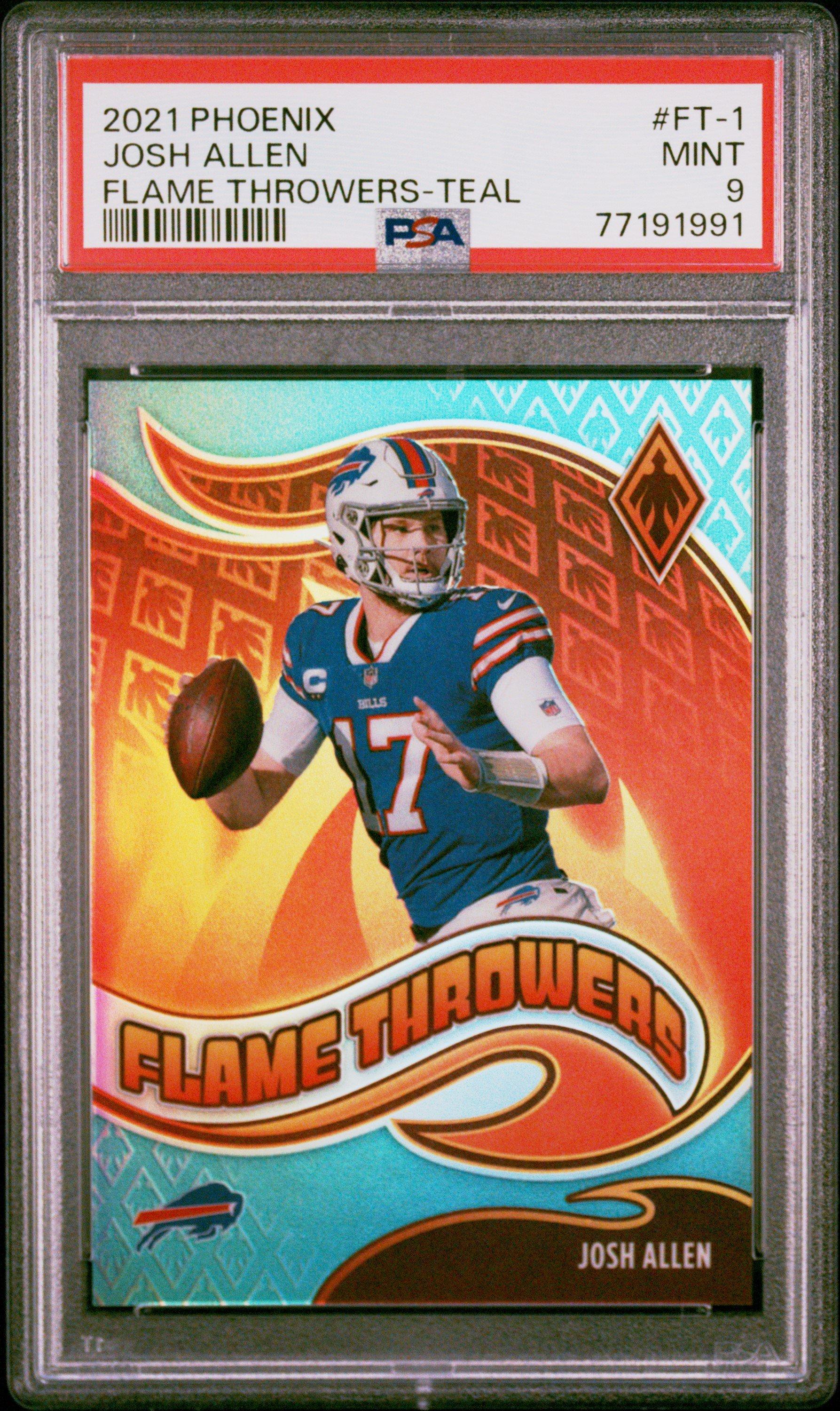 2021 Panini Phoenix Flame Throwers Ft-1 Josh Allen Teal PSA 9