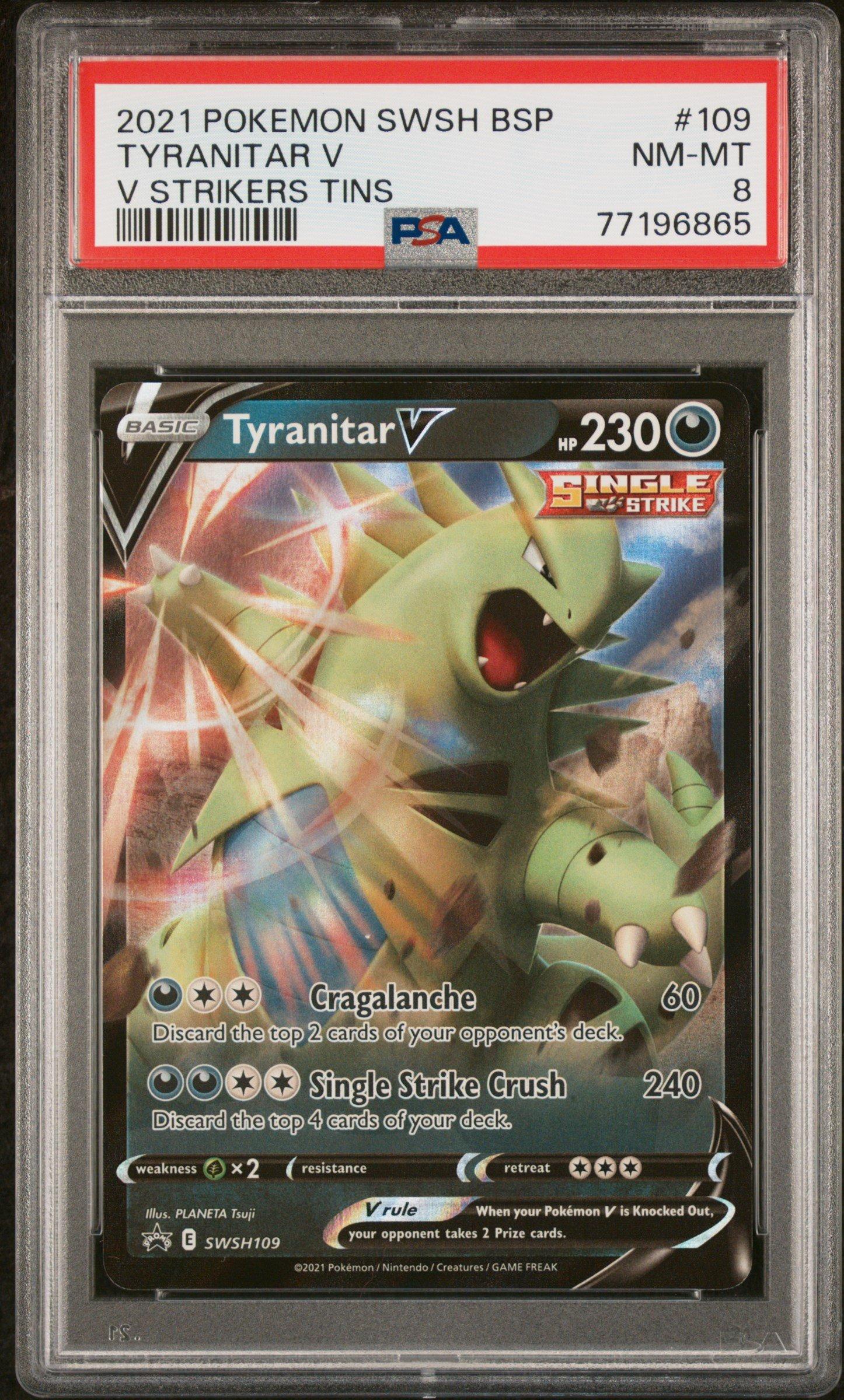 2021 Pokemon Swsh Black Star Promo 109 Tyranitar V V Strikers Tins PSA
