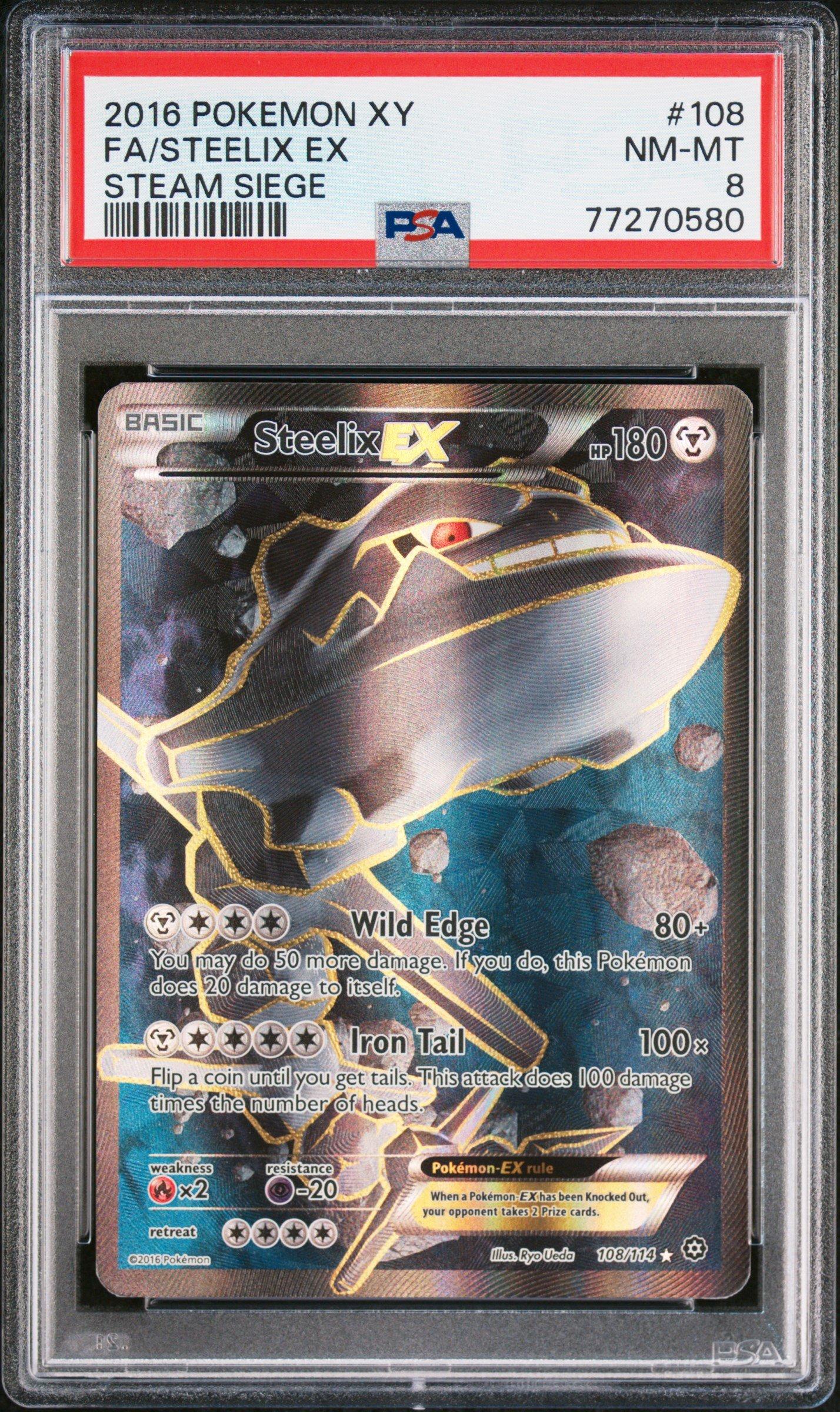2016 Pokemon Xy Steam Siege 108 Full Art/steelix Ex PSA 8 Graded