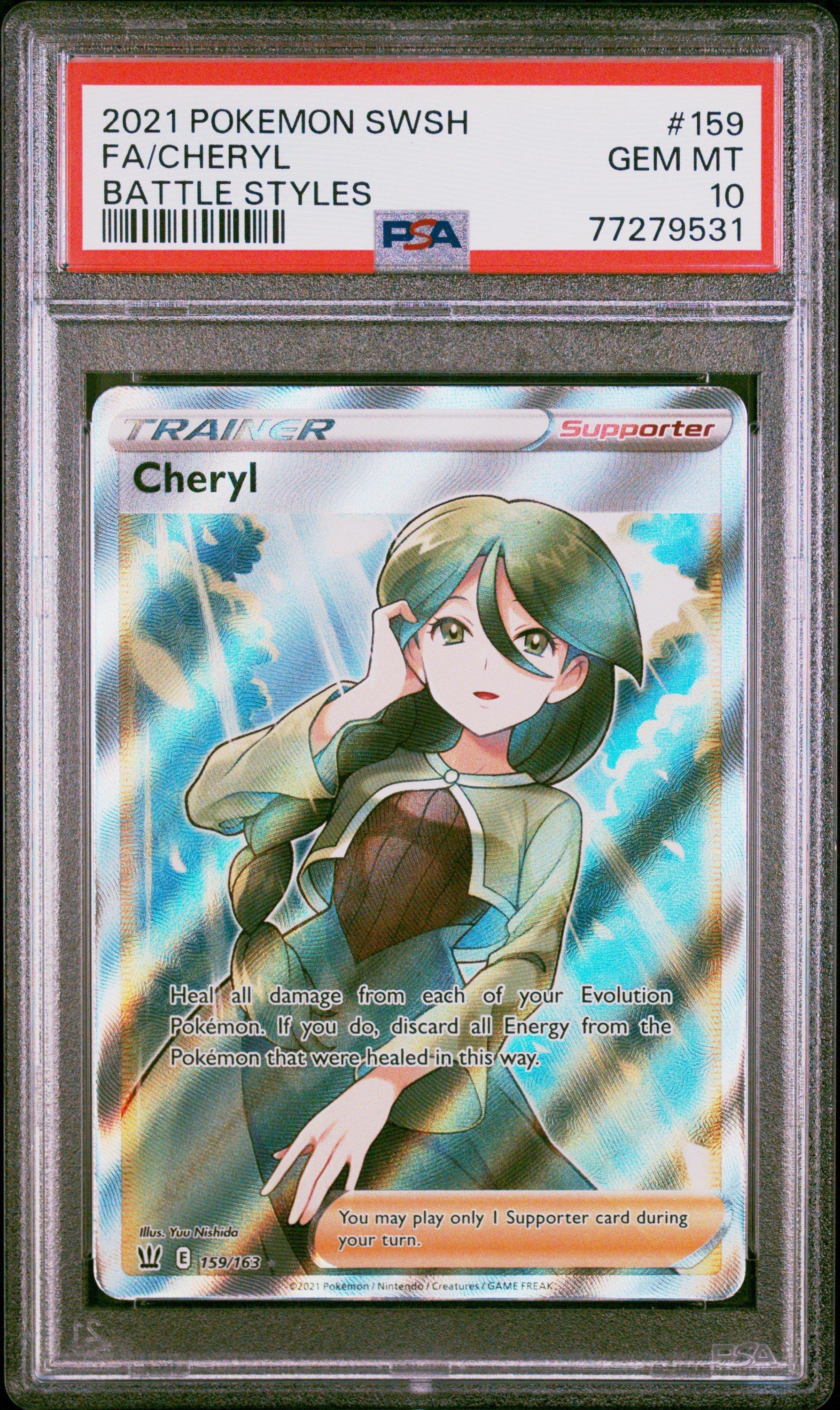 cheryl pokemon card value 2021 Pokemon Sword & Shield Battle Styles 159 Full Art/cheryl PSA 10 Graded  Card
