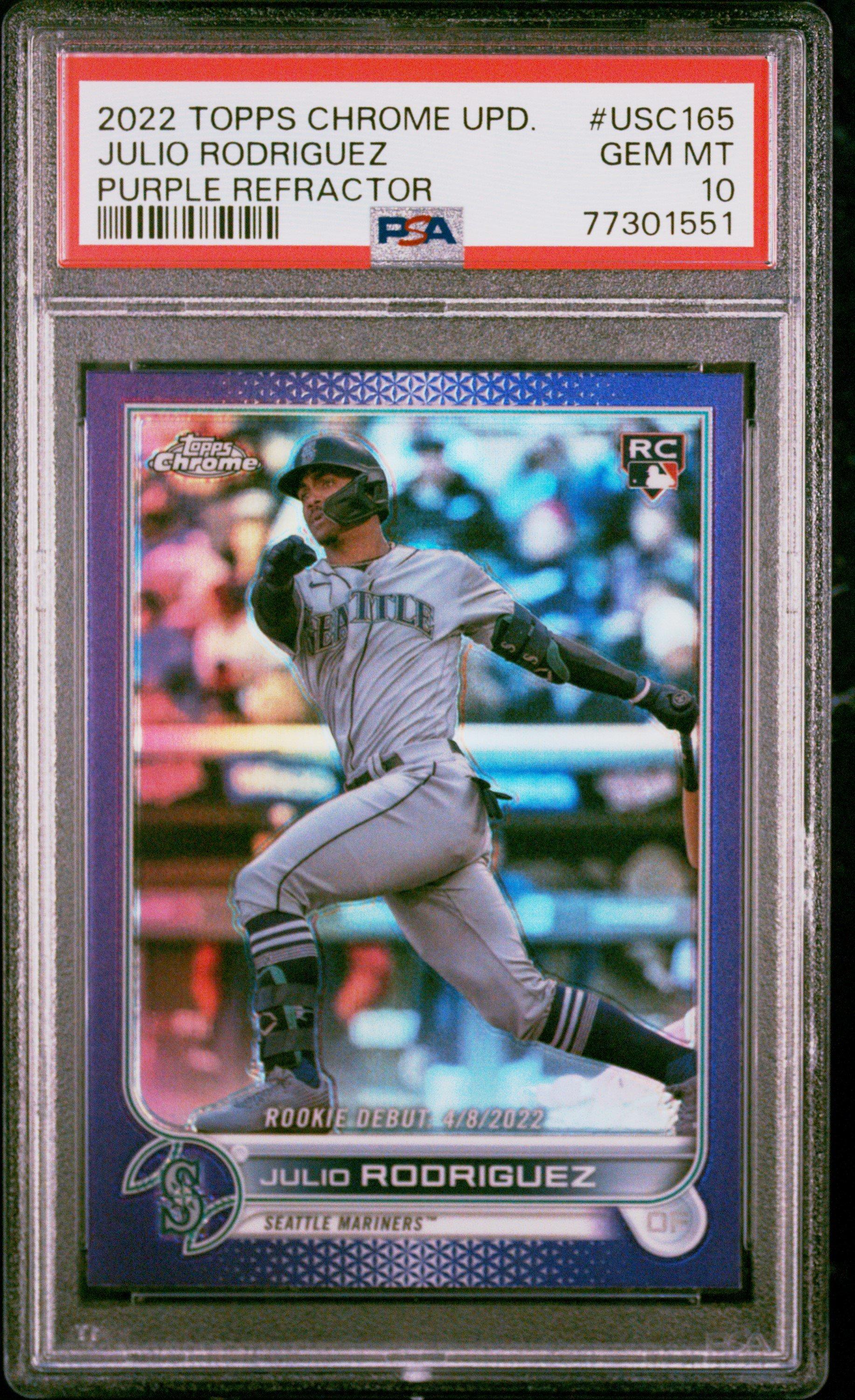 2022 Topps Chrome Update Usc165 Julio Rodriguez Purple Refractor PSA 10