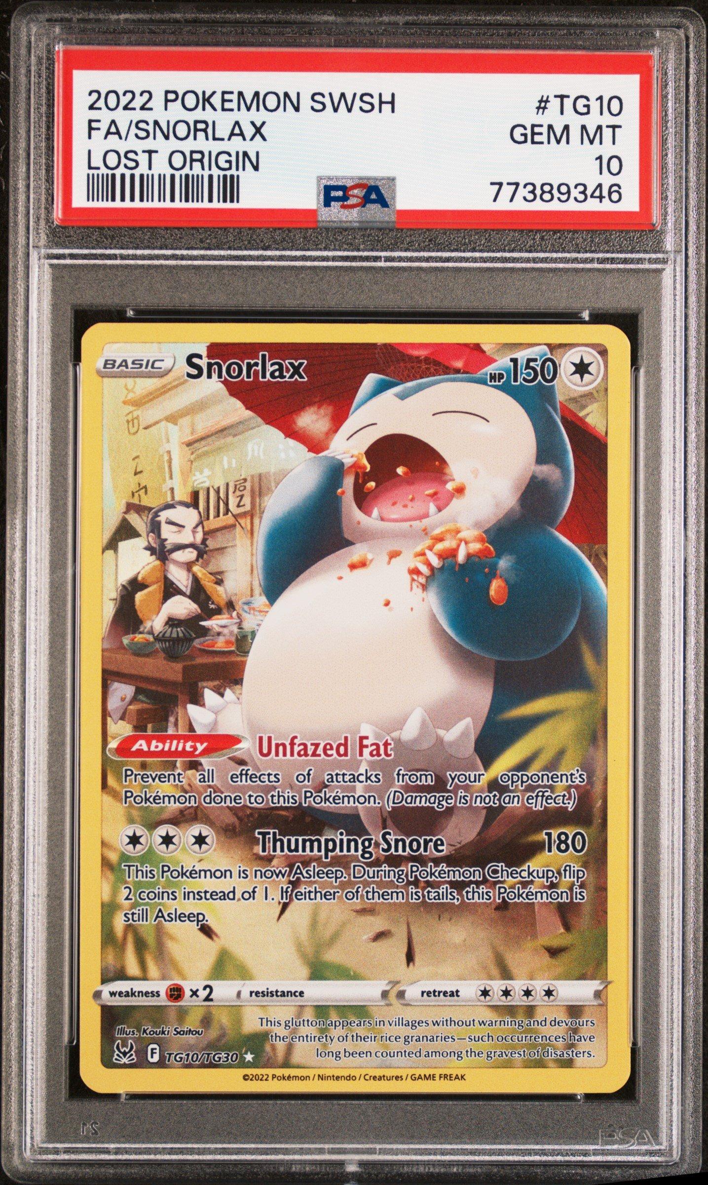 2022 Pokemon Sword & Shield Lost Origin Tg10 Fa/snorlax PSA 10