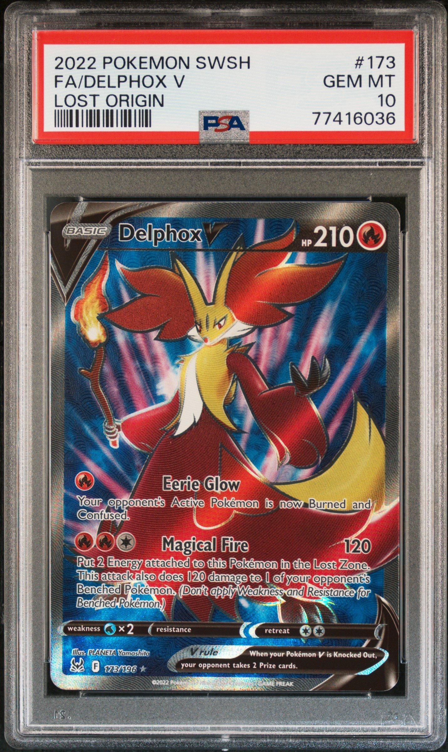 2022 Pokemon Sword & Shield Lost Origin 173 Full Art/delphox V PSA