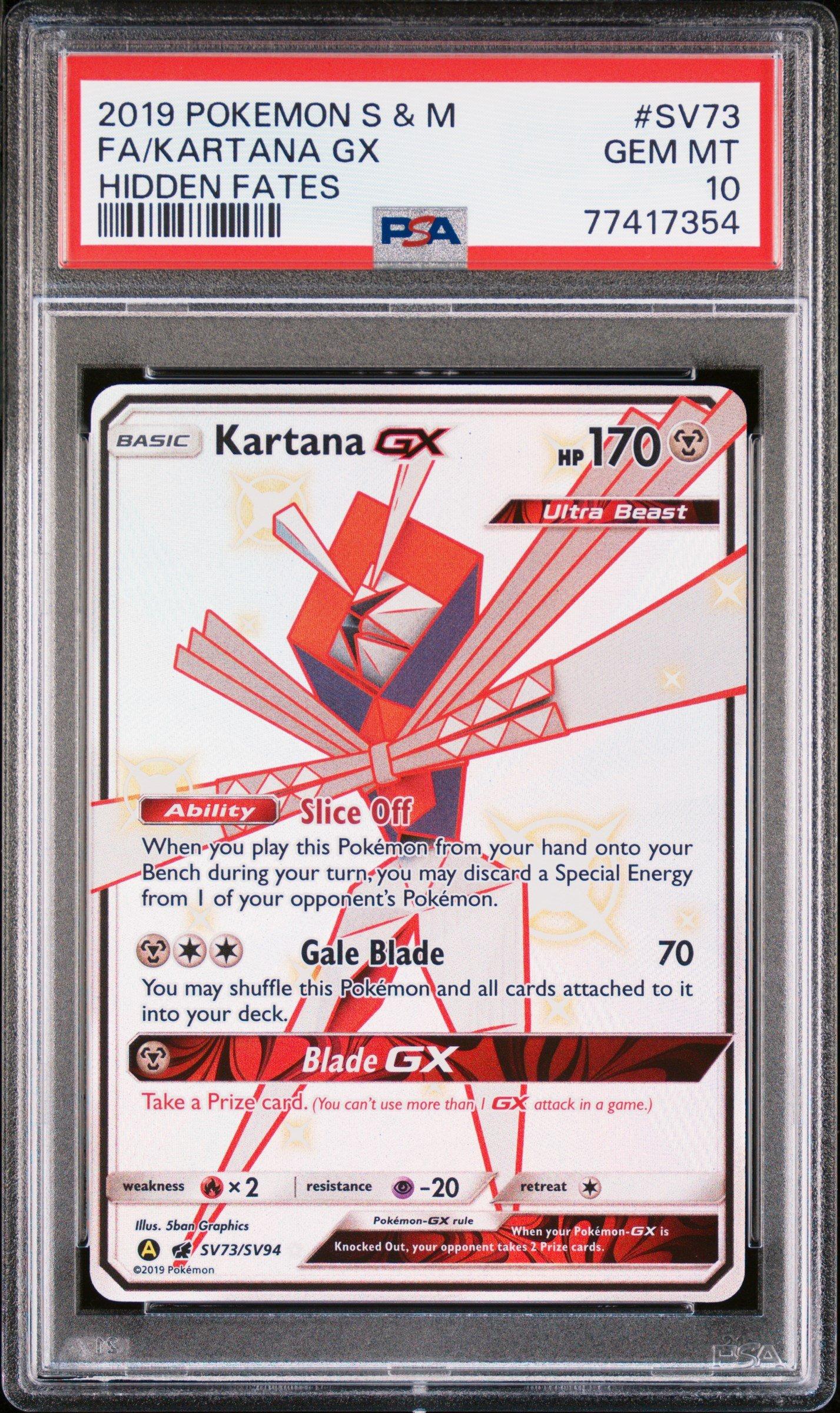 2019 Pokemon Sun & Moon Hidden Fates Sv73 Full Art/kartana Gx PSA