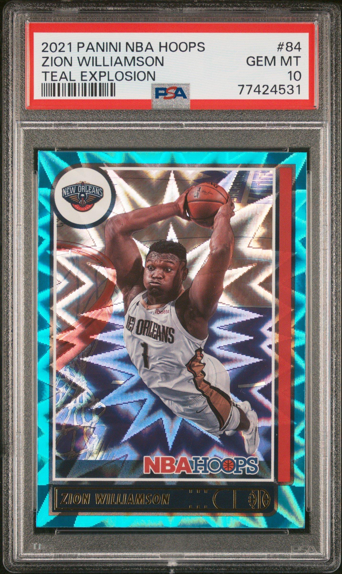 NBA エクスパイヤードカード 2021 Panini Nba Hoops 84 Zion Williamson Teal Explosion PSA 10