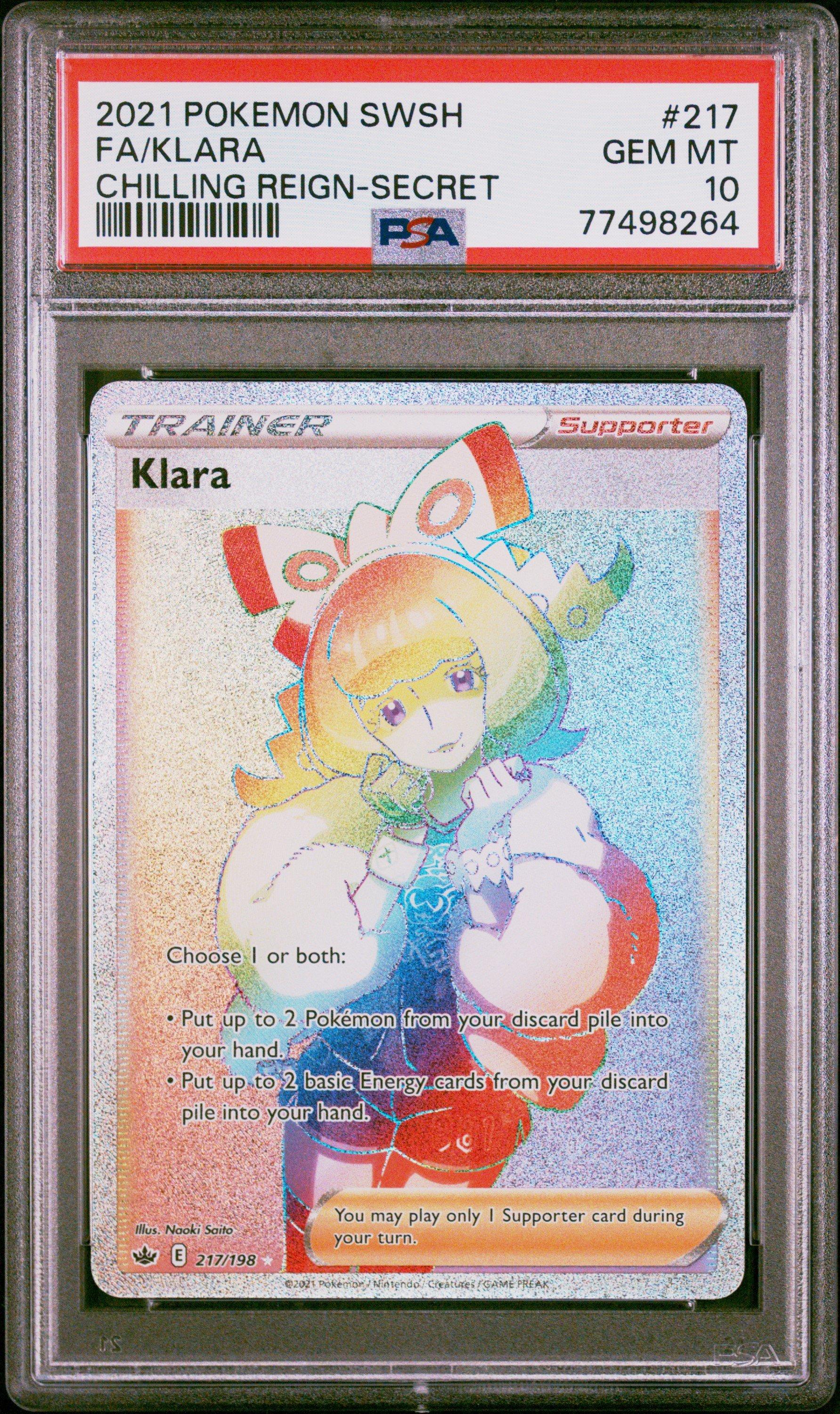 2021 Pokémon FA/Klara PSA 10 トレーナーカード 2021 Pokemon Sword & Shield Chilling Reign 217 Full Art/klara