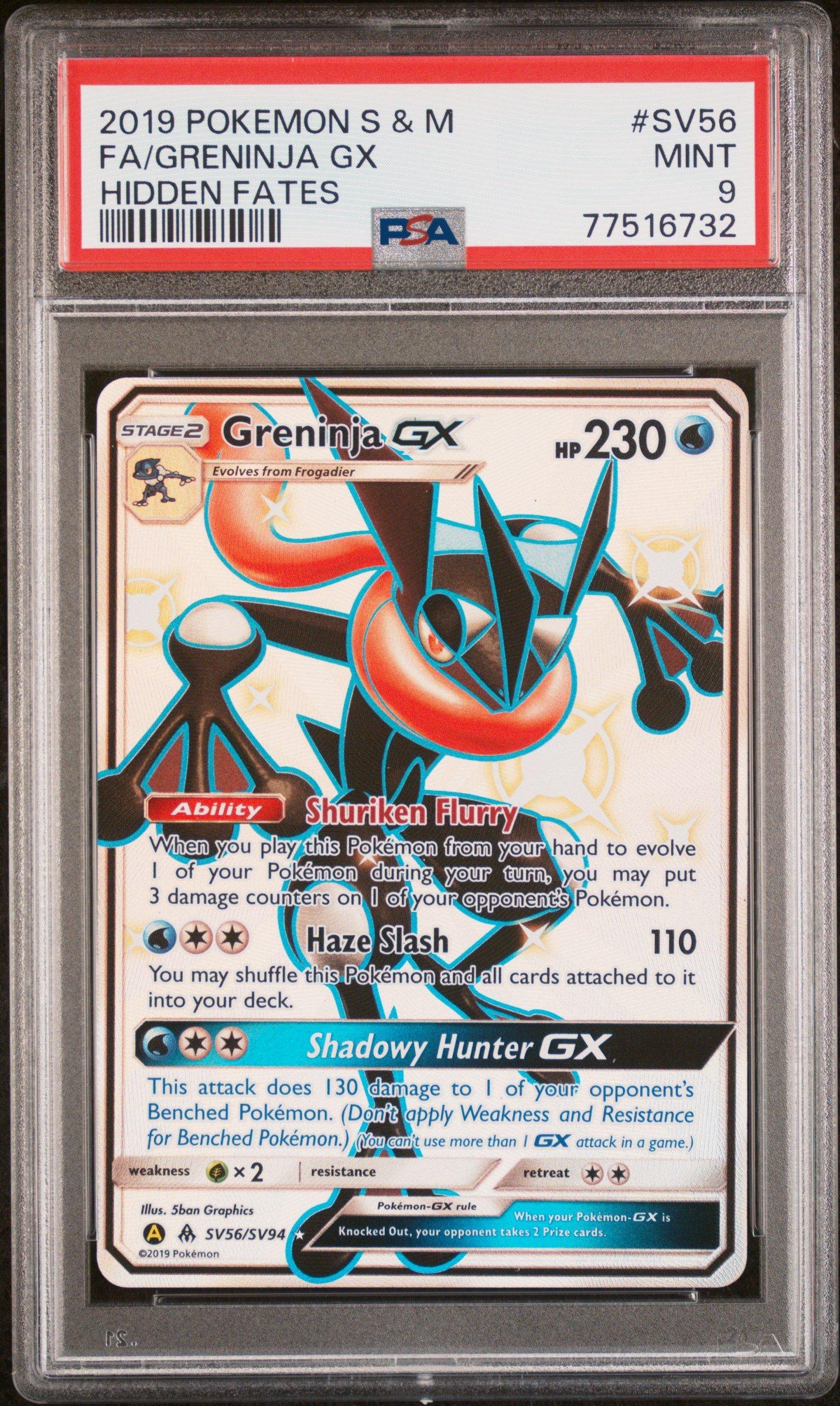 2019 Pokemon Sun & Moon Hidden Fates Sv56 Fa/greninja Gx PSA 9