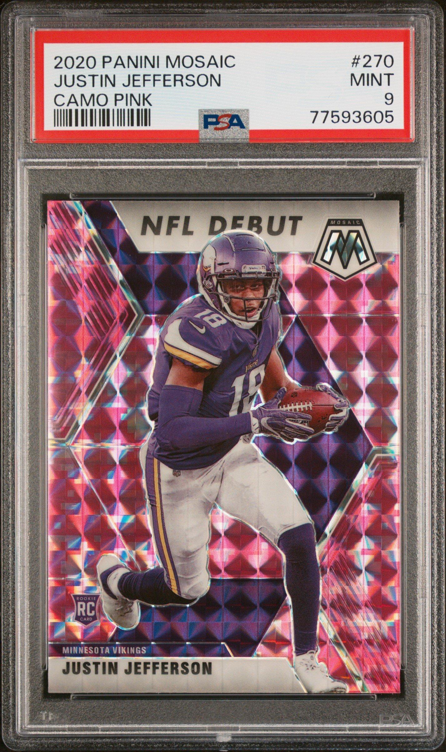 2020 Panini Mosaic 270 Justin Jefferson Camo Pink PSA