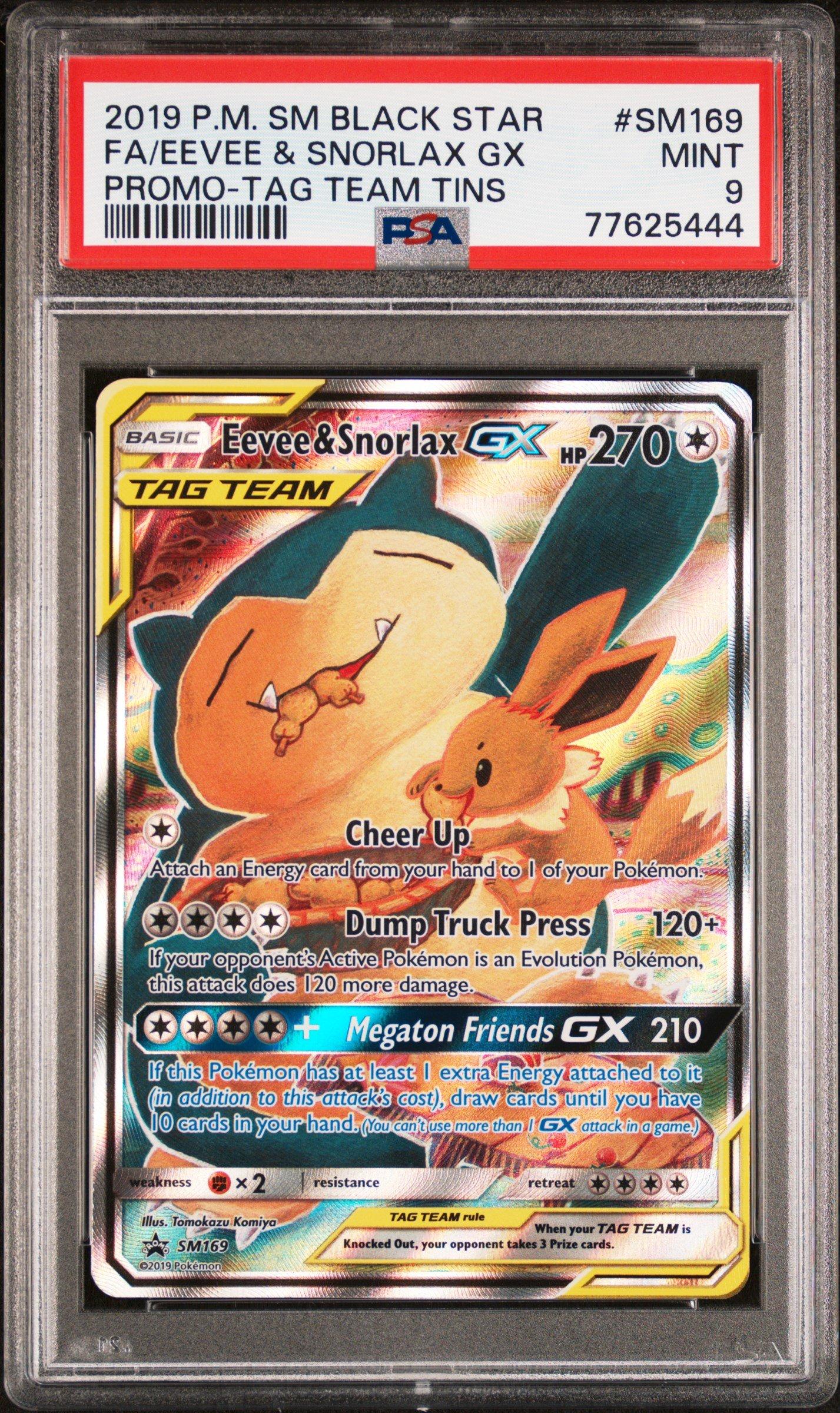 2019 Pokemon Sm Black Star Promo Sm169 Full Art/eevee & Snorlax Gx