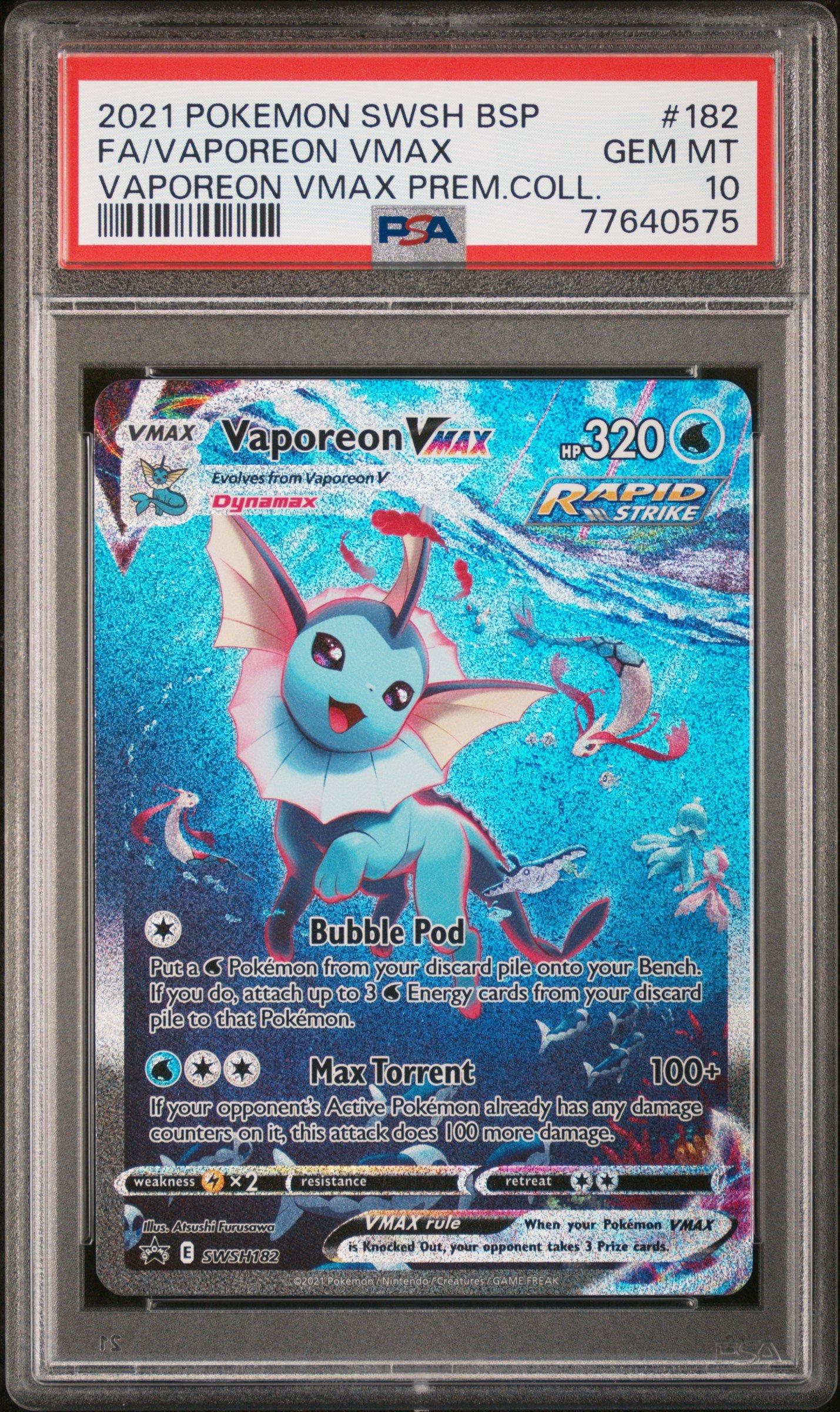 2021 Pokemon Swsh Black Star Promo 182 Full Art/vaporeon Vmax