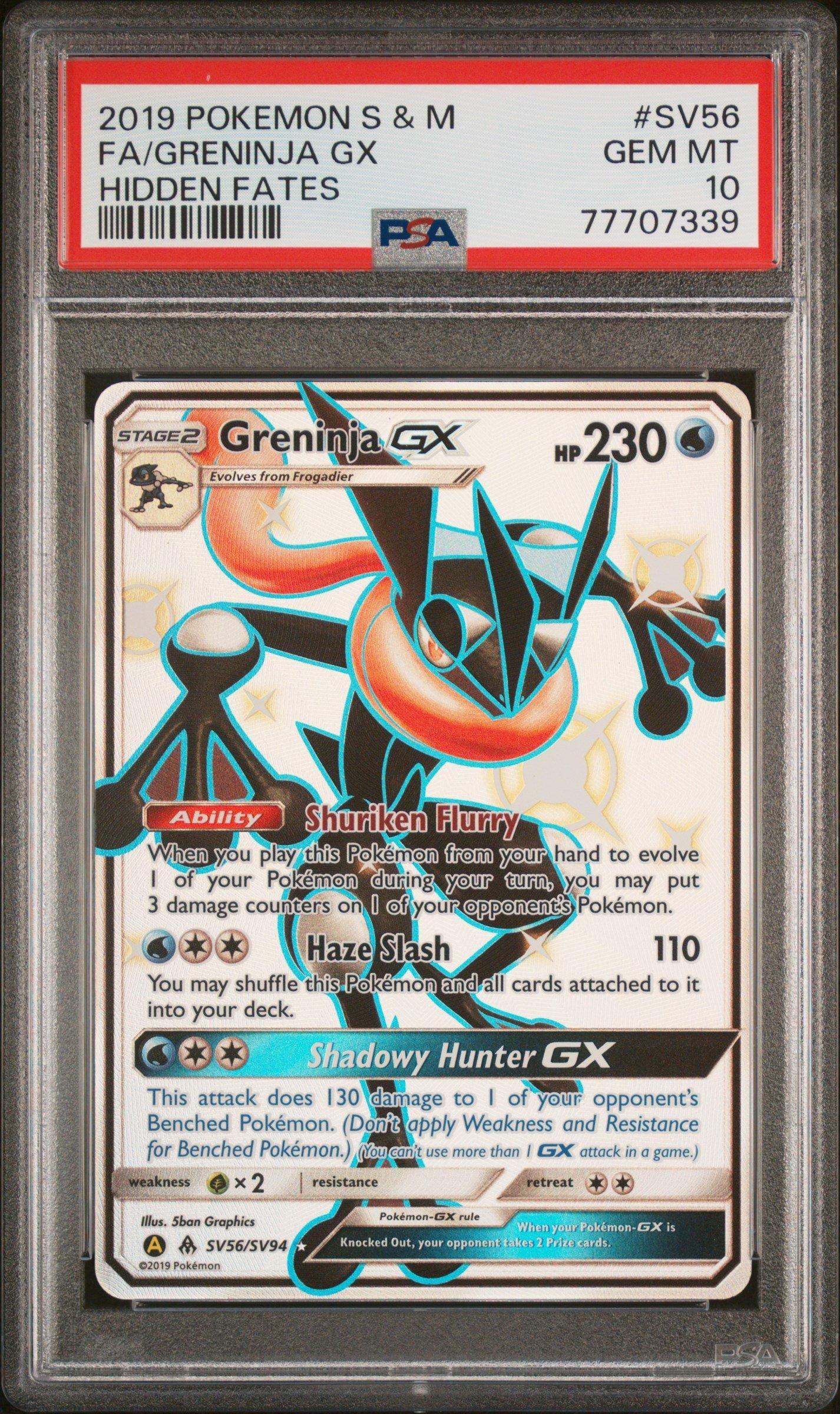 2019 Pokemon Sun & Moon Hidden Fates Sv56 Full Art/greninja Gx PSA