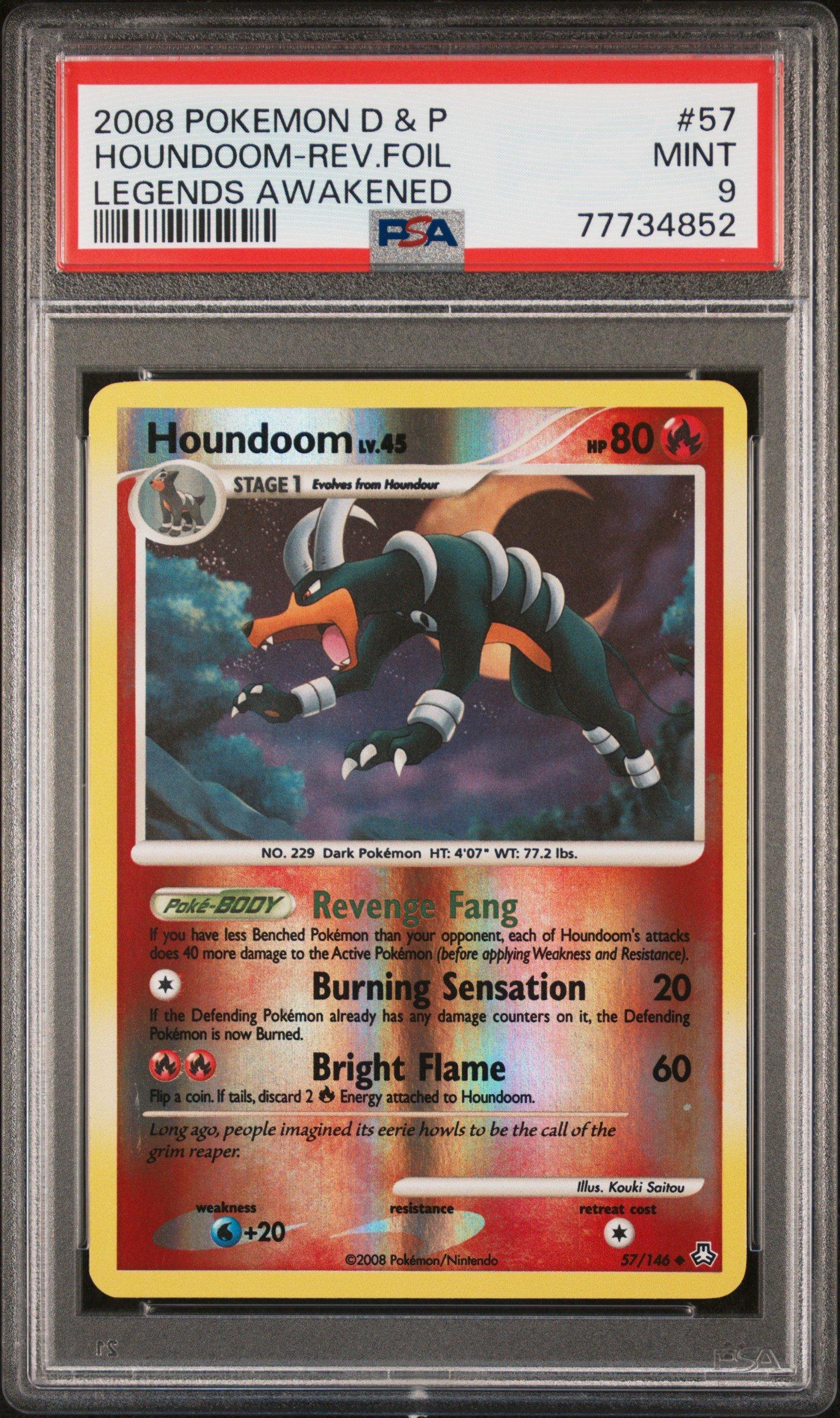 2008 Pokemon Diamond & Pearl Legends Awakened 57 Houndoom-reverse Foil PSA 9