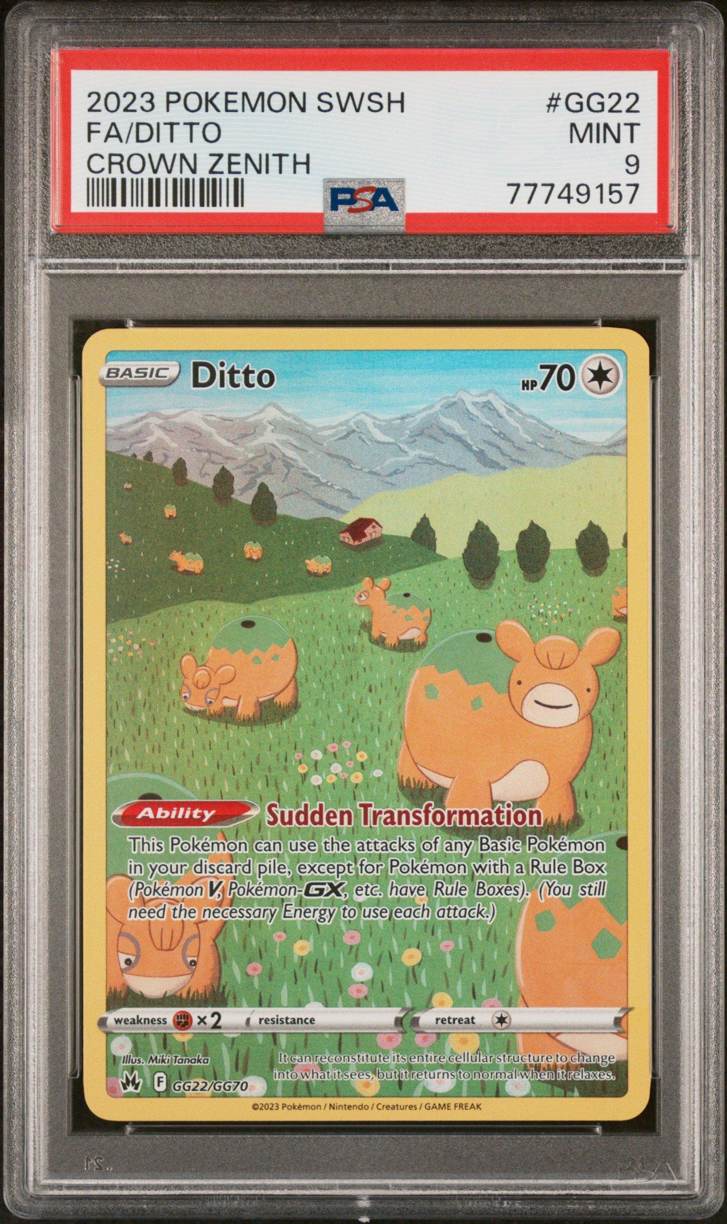 2023 Pokemon Sword And Shield Crown Zenith Gg22 Full Art/ditto PSA