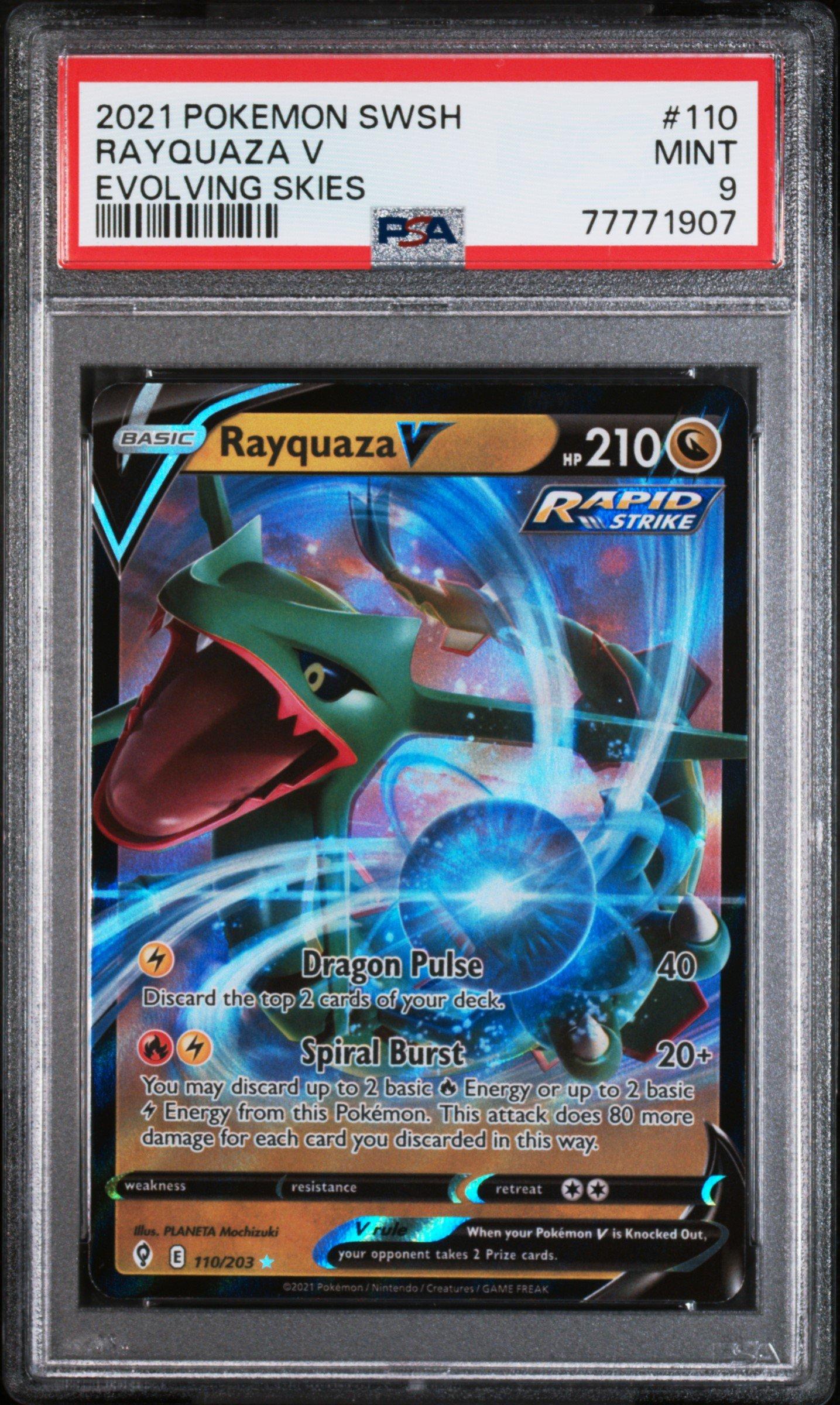 2021 Pokemon Sword & Shield Evolving Skies 110 Rayquaza V PSA 9