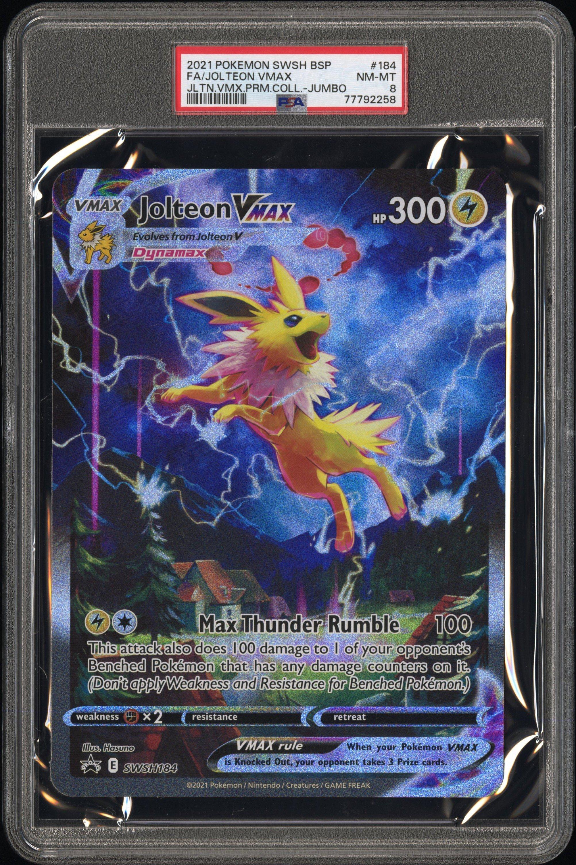 2021 Pokemon Swsh Black Star Promo 184 Full Art/jolteon Vmax Jolteon Vmax  Premium Collection-jumbo PSA 8 Graded Card | GameStop