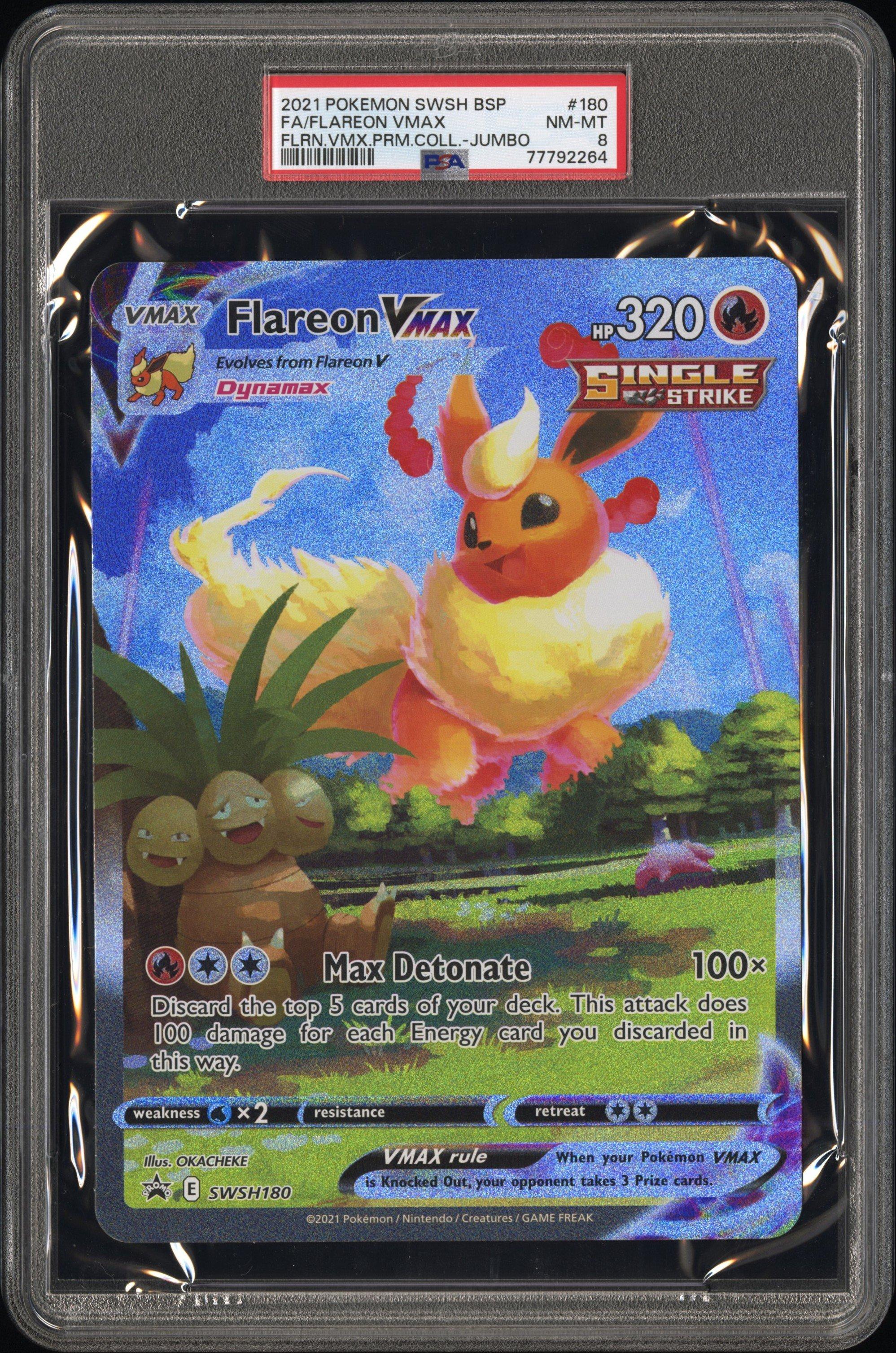 2021 Pokemon Swsh Black Star Promo 180 Full Art/flareon Vmax Flareon Vmax Premium Collection-jumbo PSA 8