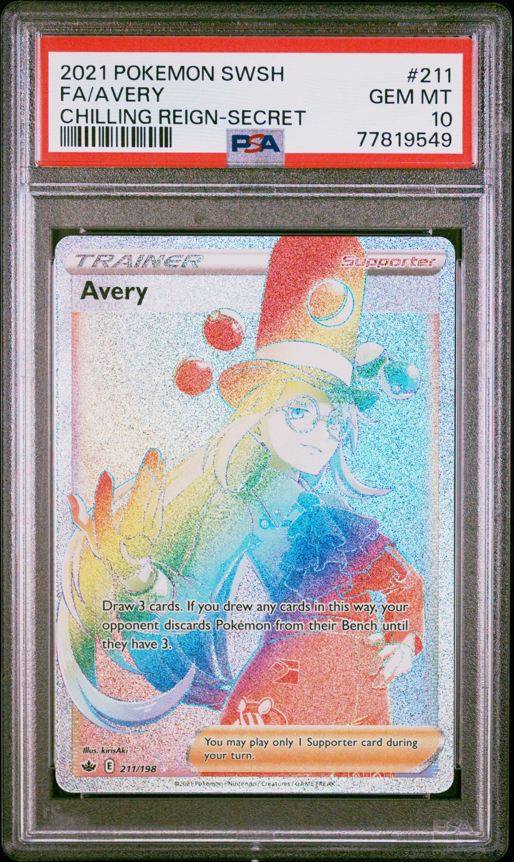 2021 Pokemon Sword & Shield Chilling Reign 211 Full Art/avery Secret PSA 10