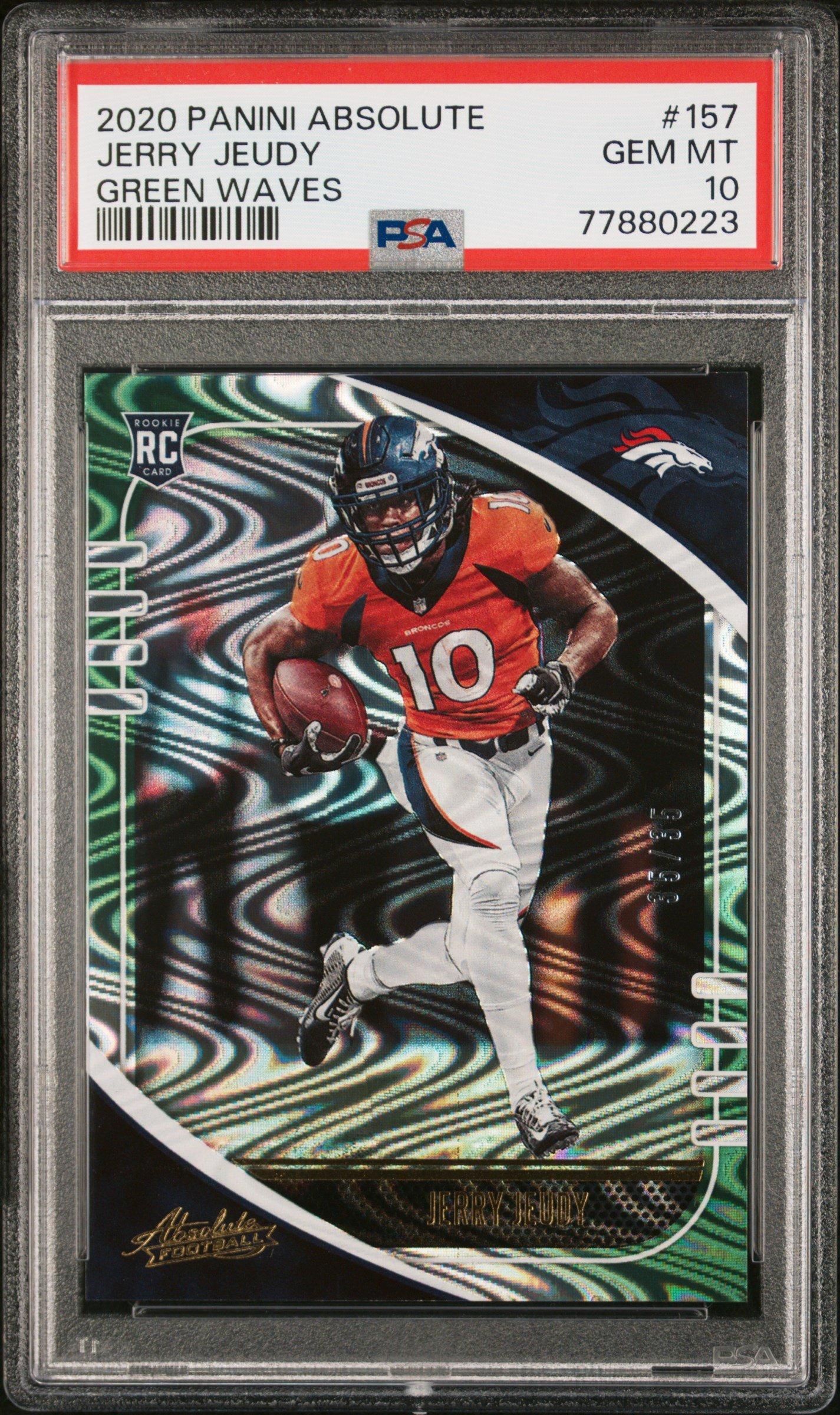 2020 Panini Absolute 157 Jerry Jeudy Green Waves PSA 10