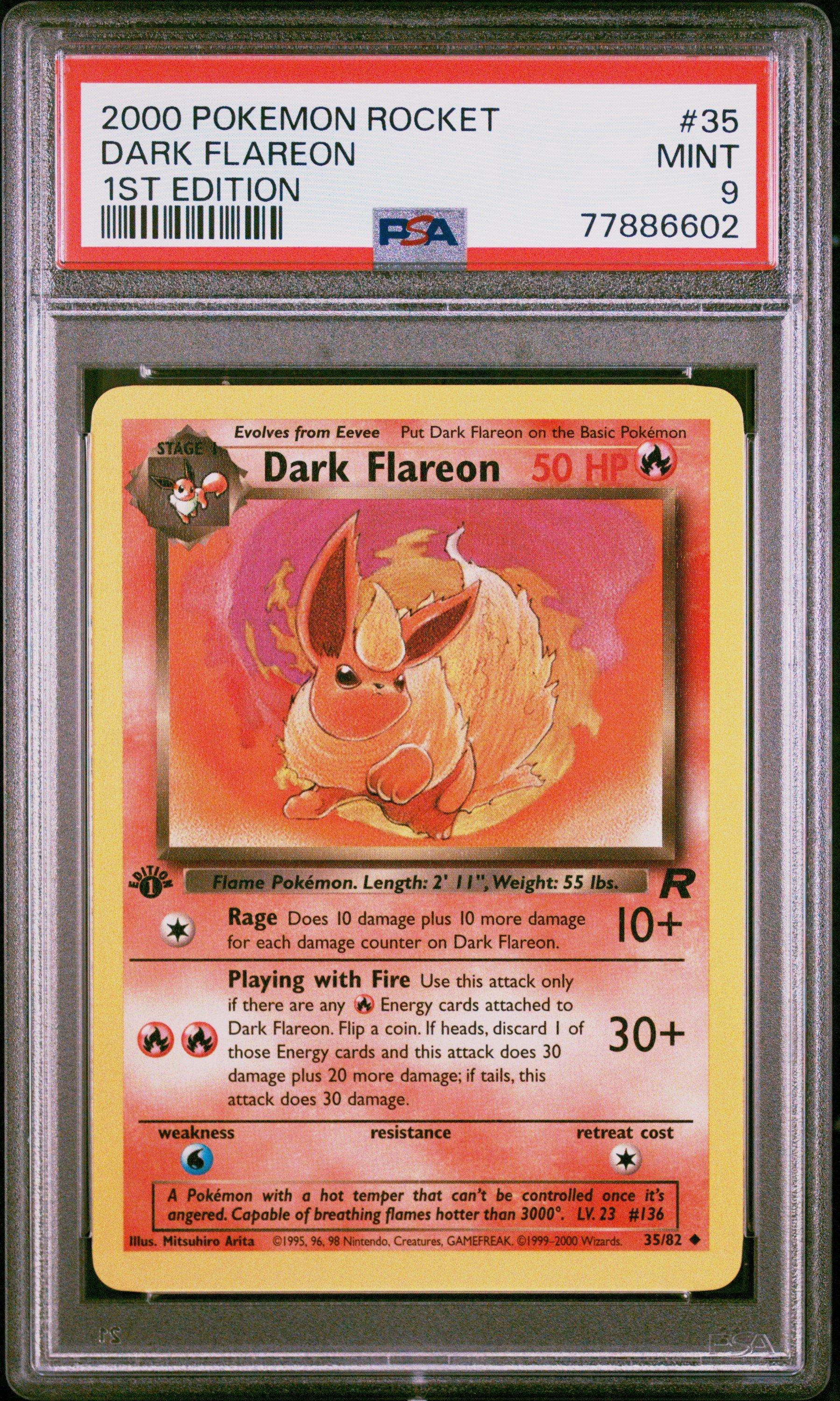 2000 Pokemon Rocket 35 Dark Flareon 1st Edition PSA 9 Graded Card