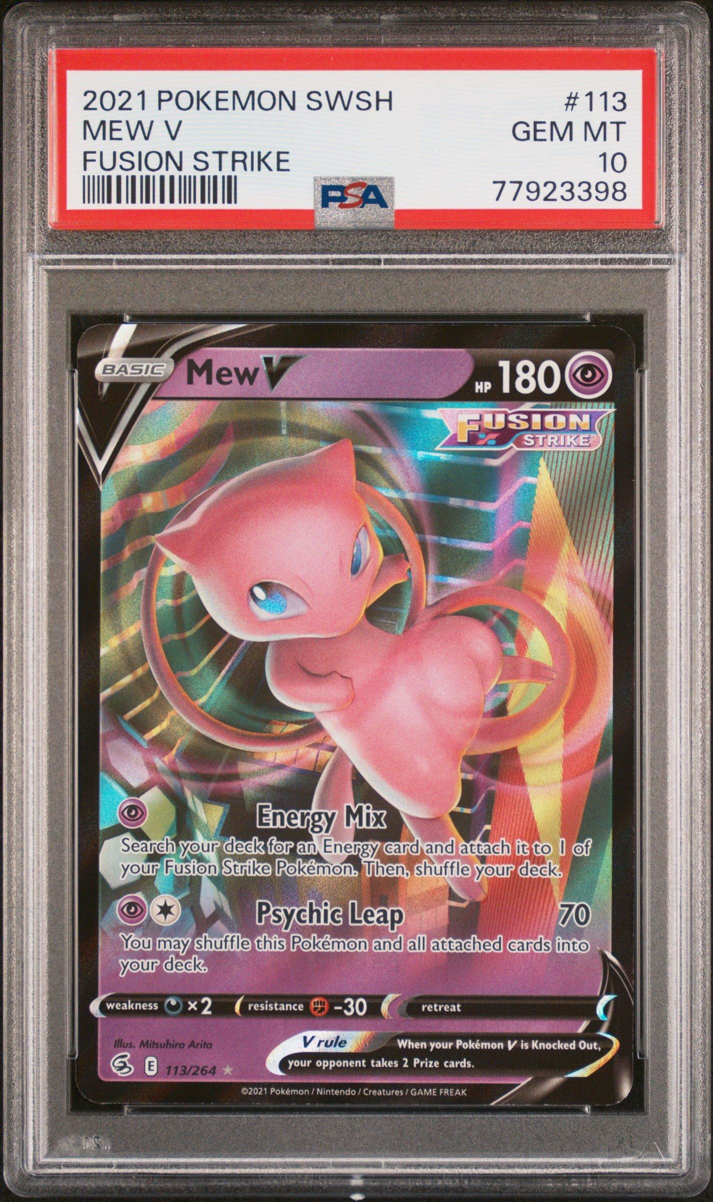 2021 Pokemon Sword & Shield Fusion Strike 113 Mew V PSA 10 Graded