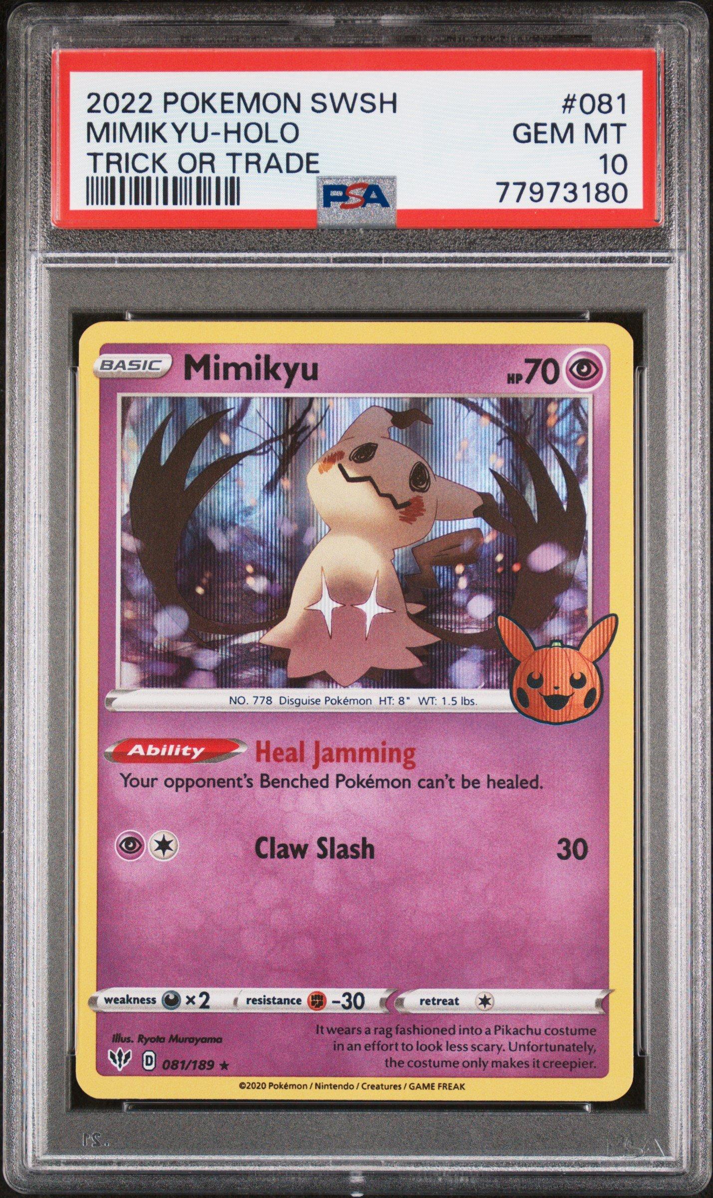 2020 Pokemon Sword & Shield Darkness Ablaze 081 Mimikyu-holo Trick Or Trade 2022 PSA
