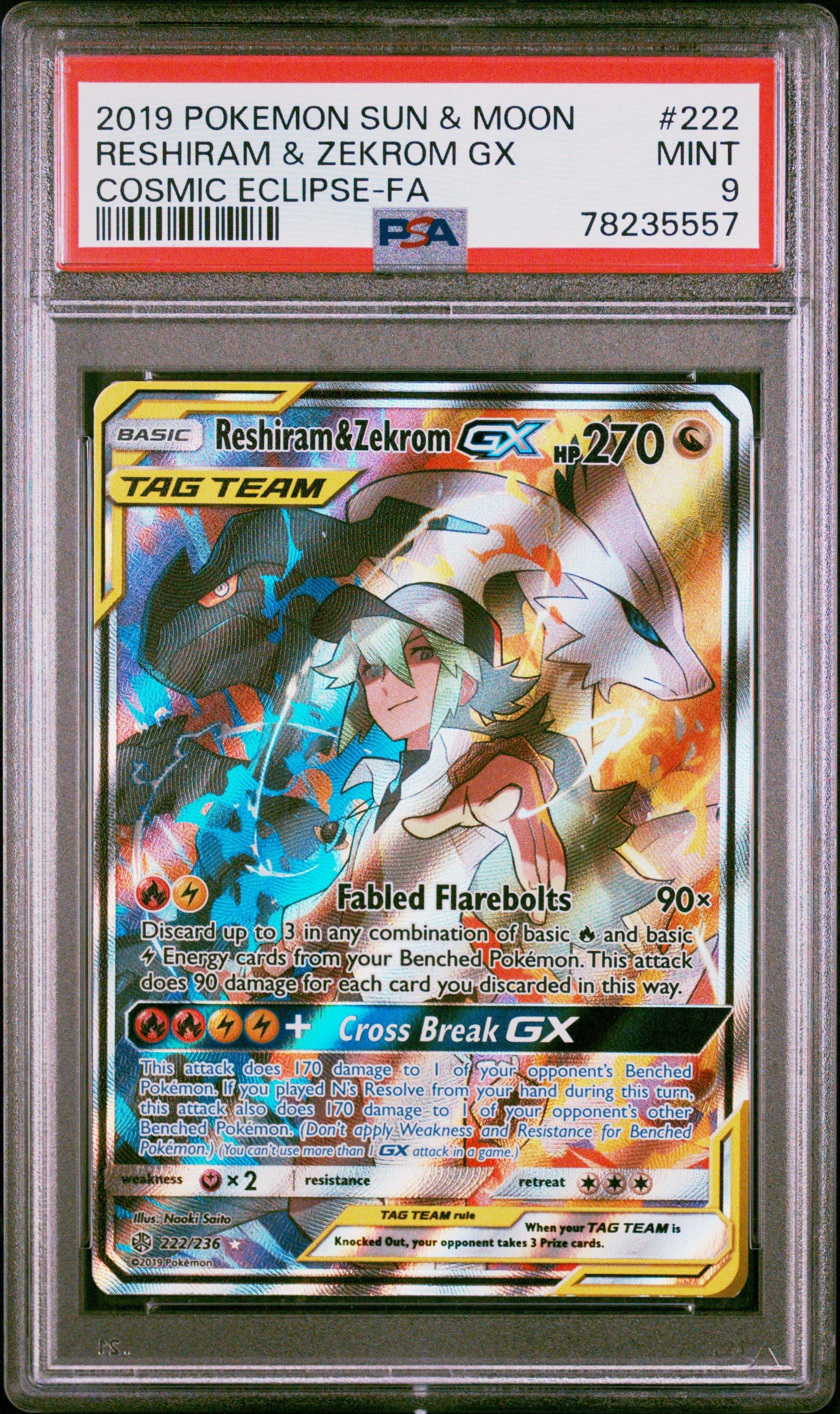 2019 Pokemon Sun & Moon Cosmic Eclipse 222 Full Art/reshiram