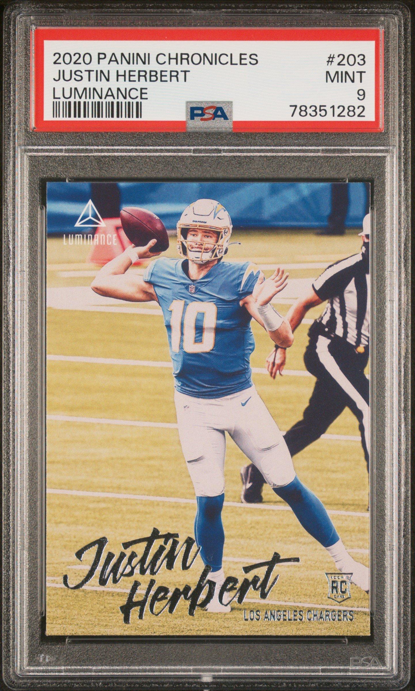 2020 Panini Chronicles Luminance 203 Justin Herbert PSA