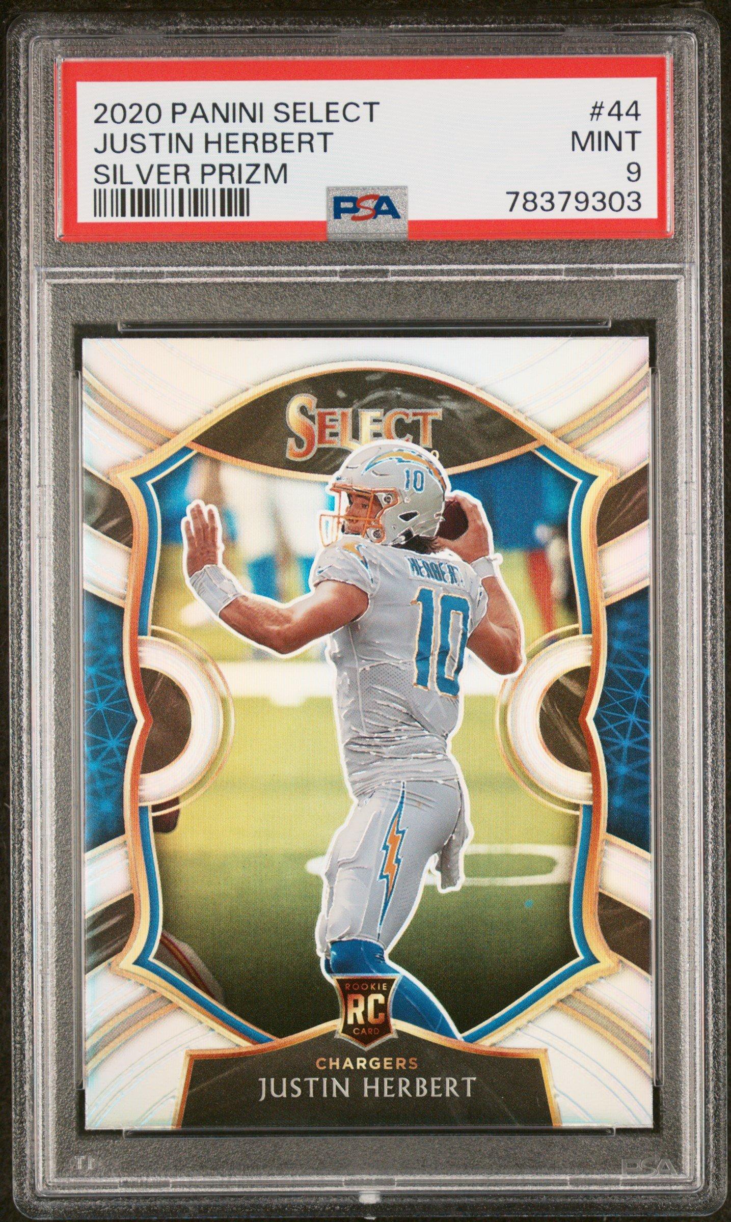2020 Panini Select 44 Justin Herbert Silver Prizm PSA 9 Graded  display picture 1