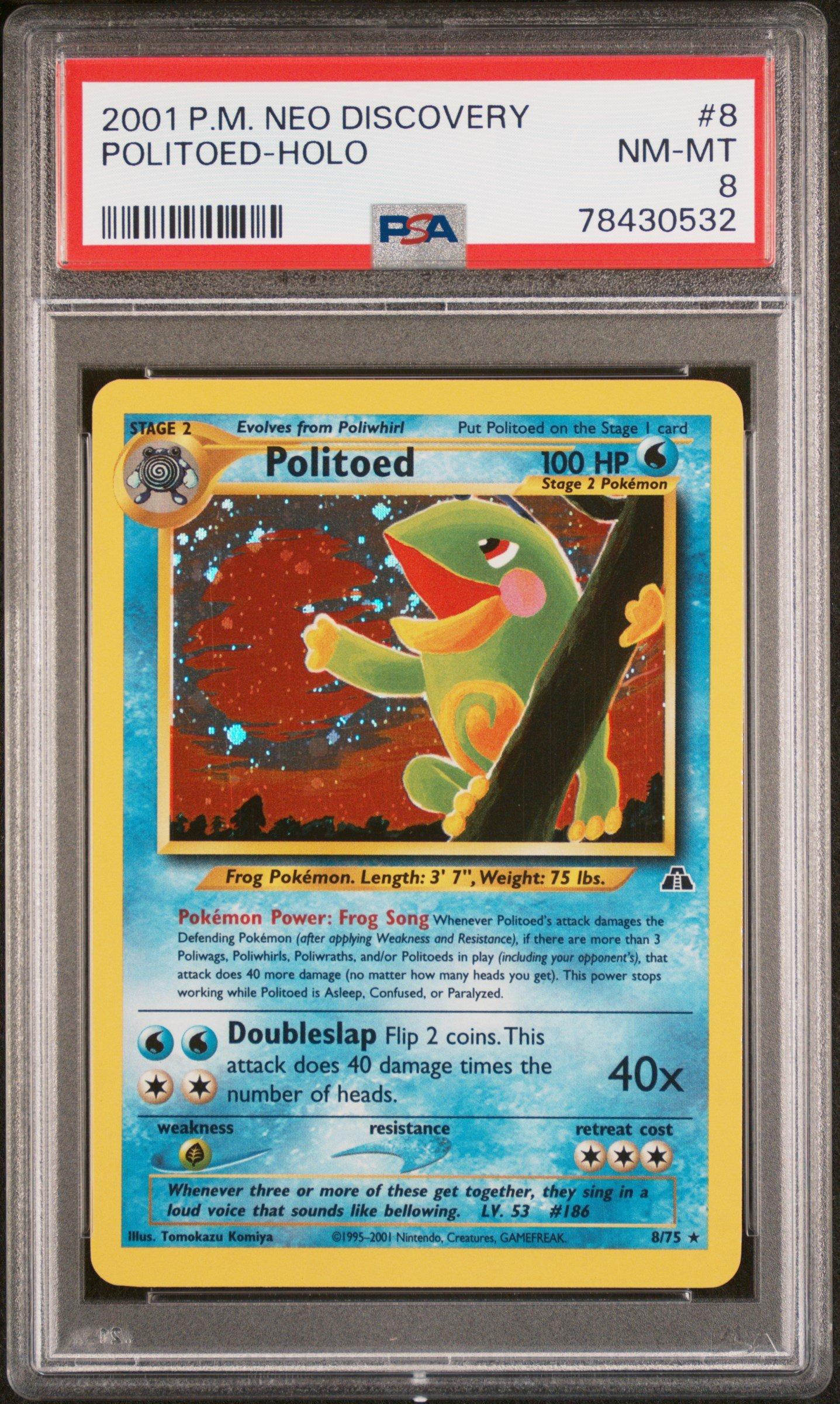 2001 Pokemon Neo Discovery 8 Politoed-holo PSA 8