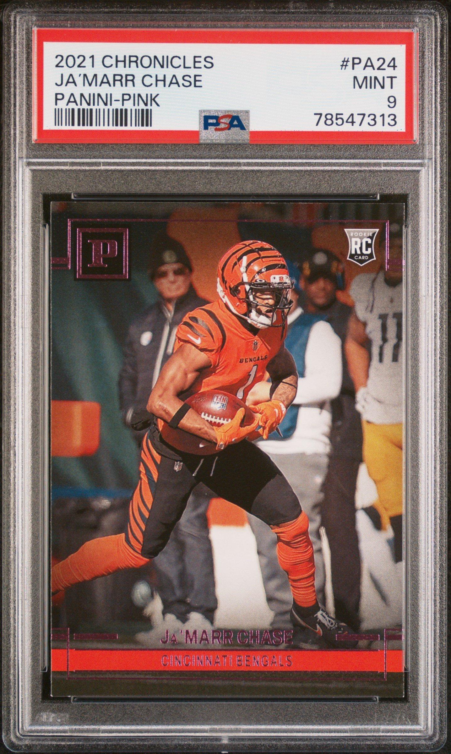 2021 Panini Chronicles Panini Pa24 Ja’marr Chase Pink PSA 9