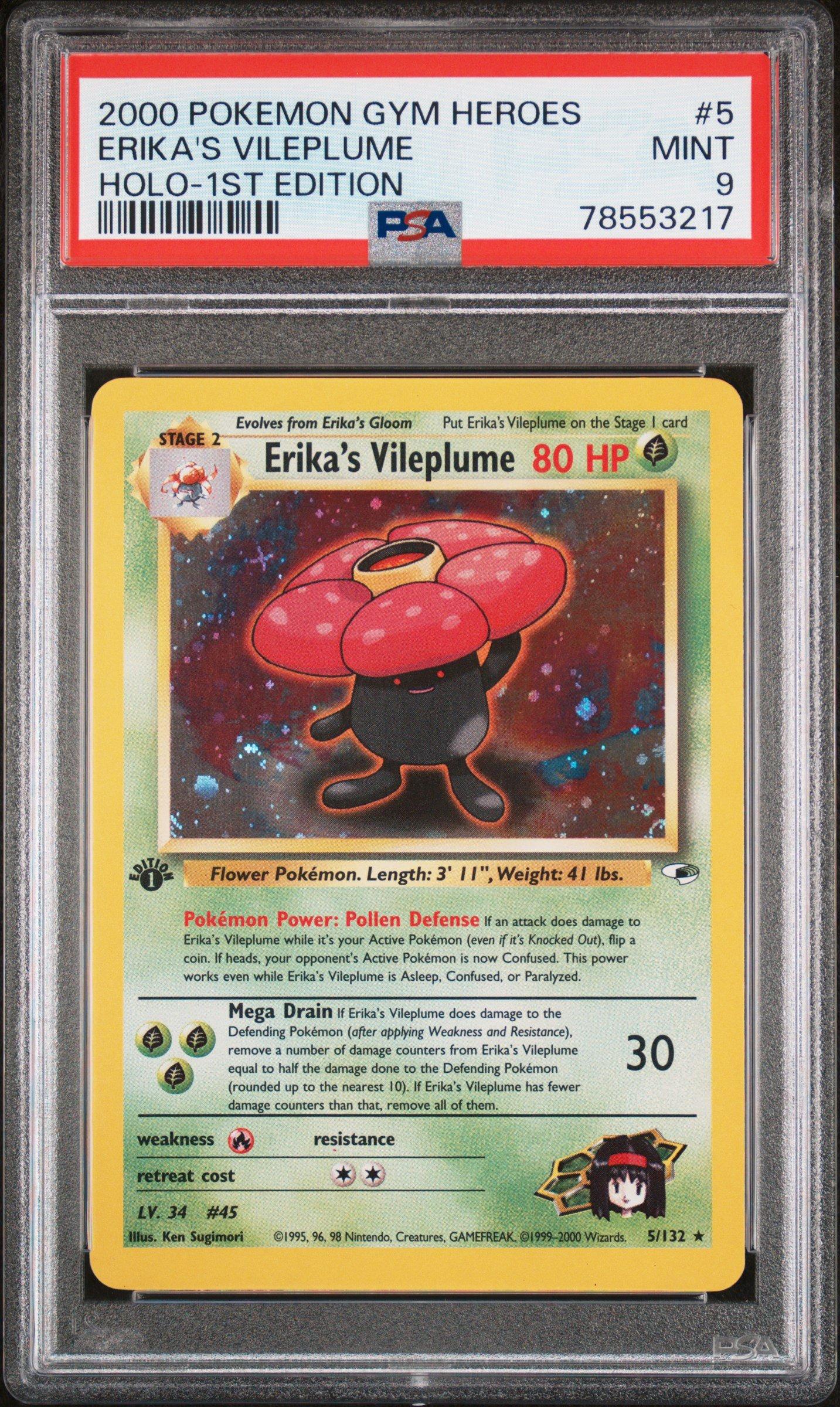 2000 Pokemon Gym Heroes 5 Erika's Vileplume Holo-1st Edition PSA