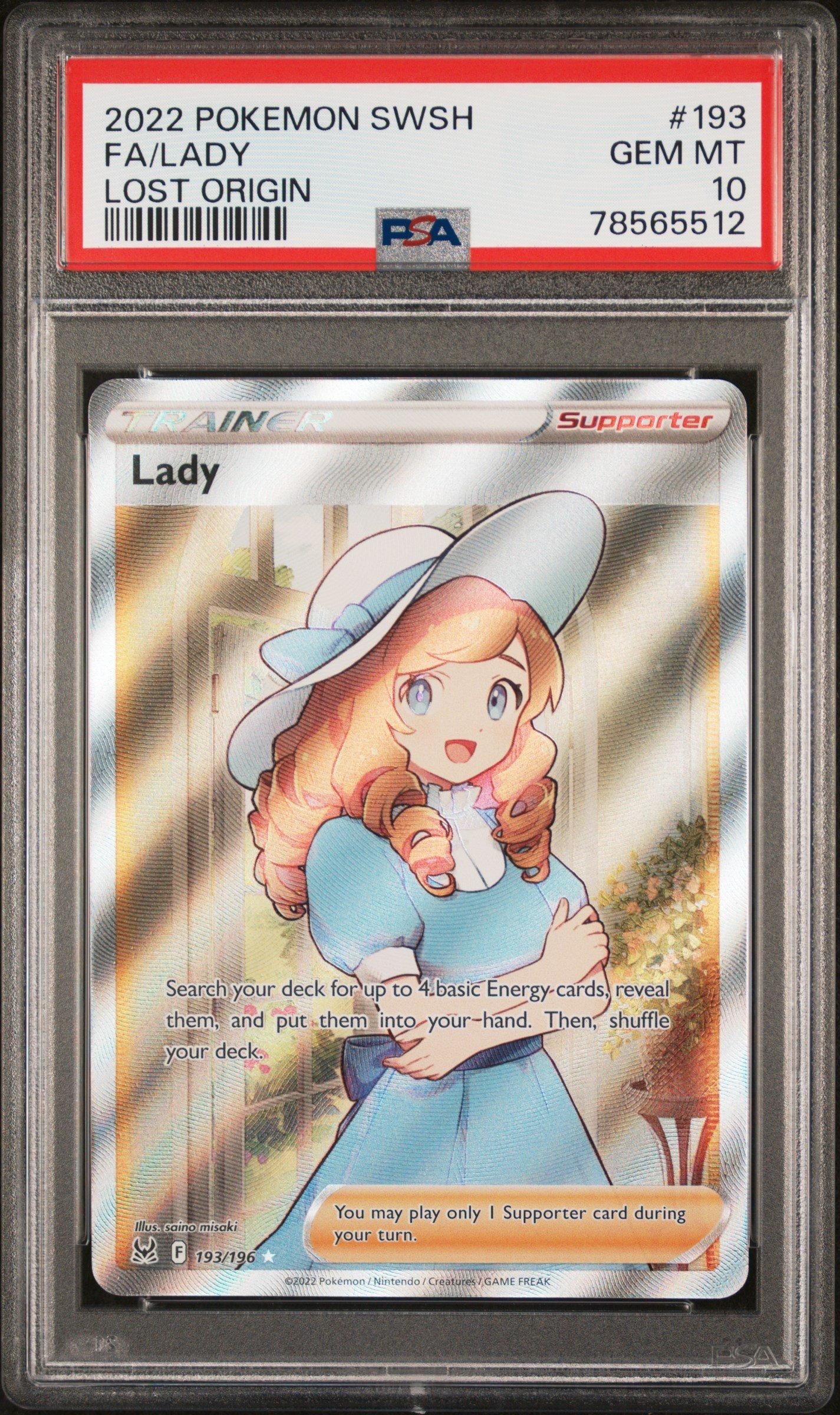 2022 Pokemon Sword & Shield Lost Origin 193 Full Art/lady PSA 10
