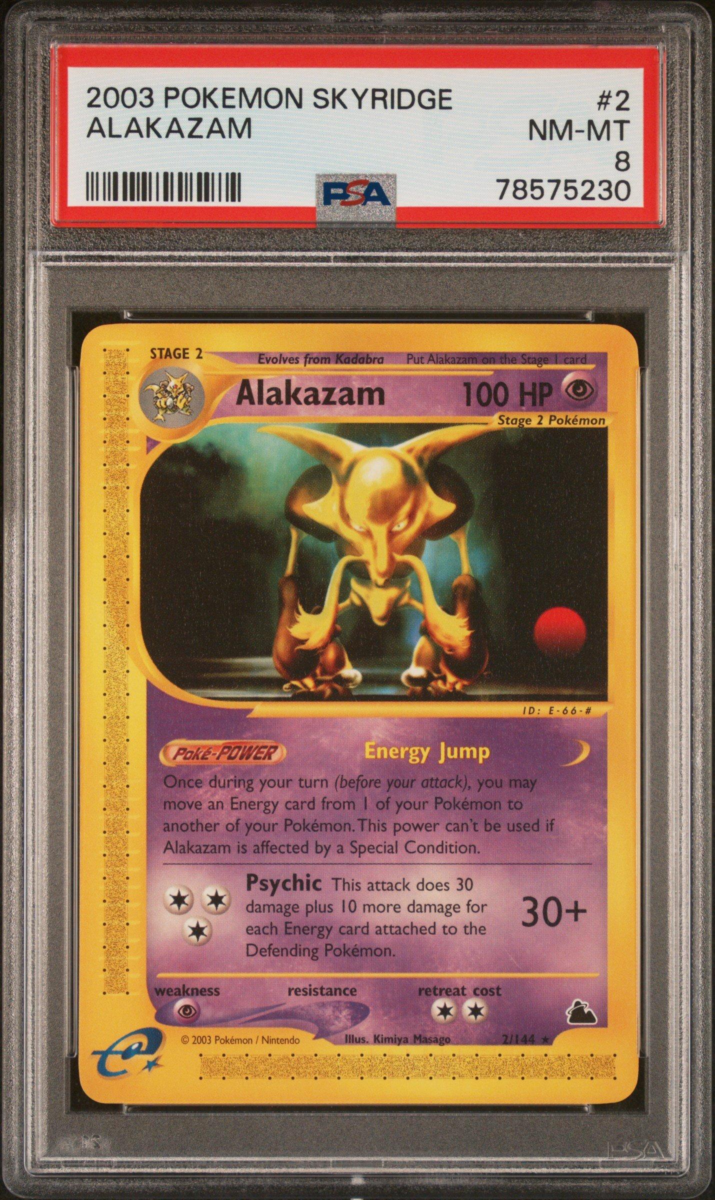 2003 Pokemon Skyridge 2 Alakazam PSA 8