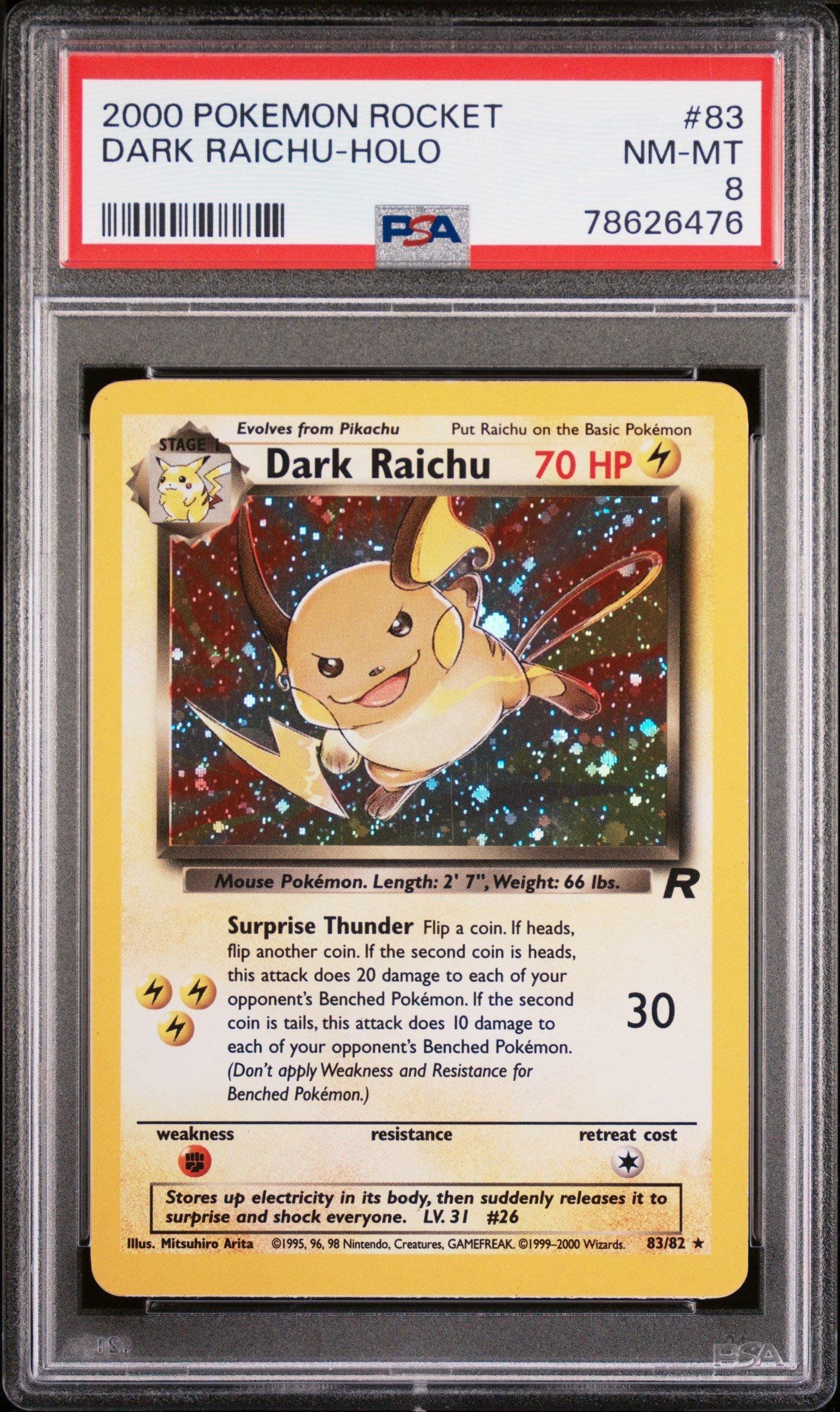 PSA9 わるいライチュウ Dark Raichu 2000 Pokemon Rocket 83 Dark Raichu-holo PSA 8 Graded Card | GameStop