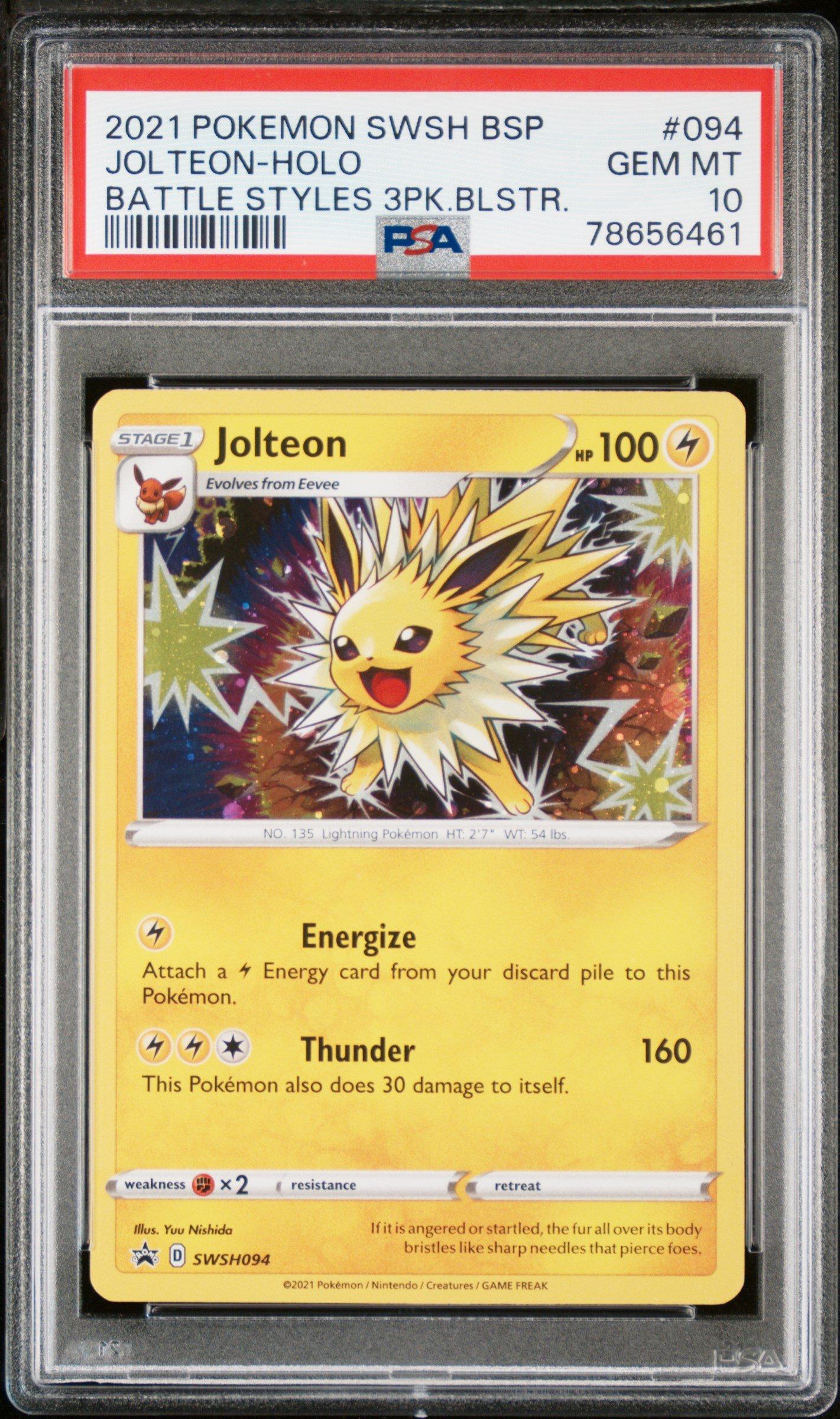 2021 Pokemon Swsh Black Star Promo 094 Jolteon-holo Battle Styles Three Pack Blisters PSA