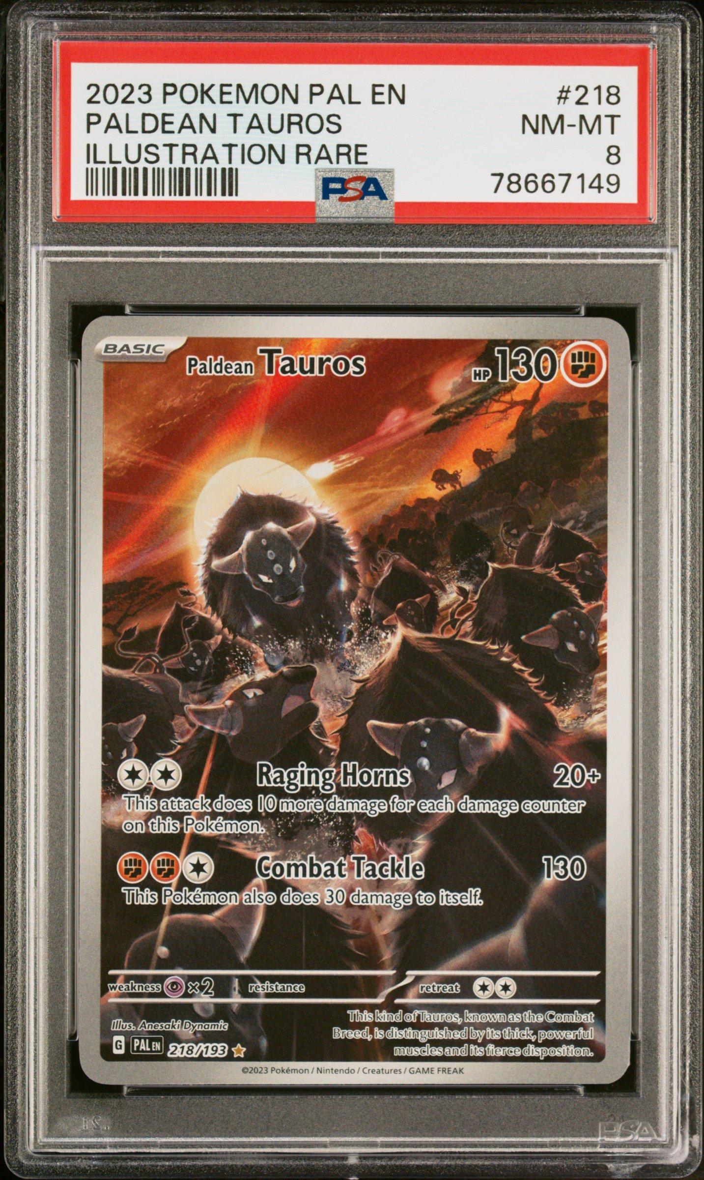 2023 Pokemon Pal En-paldea Evolved 218 Paldean Tauros Illustration Rare PSA