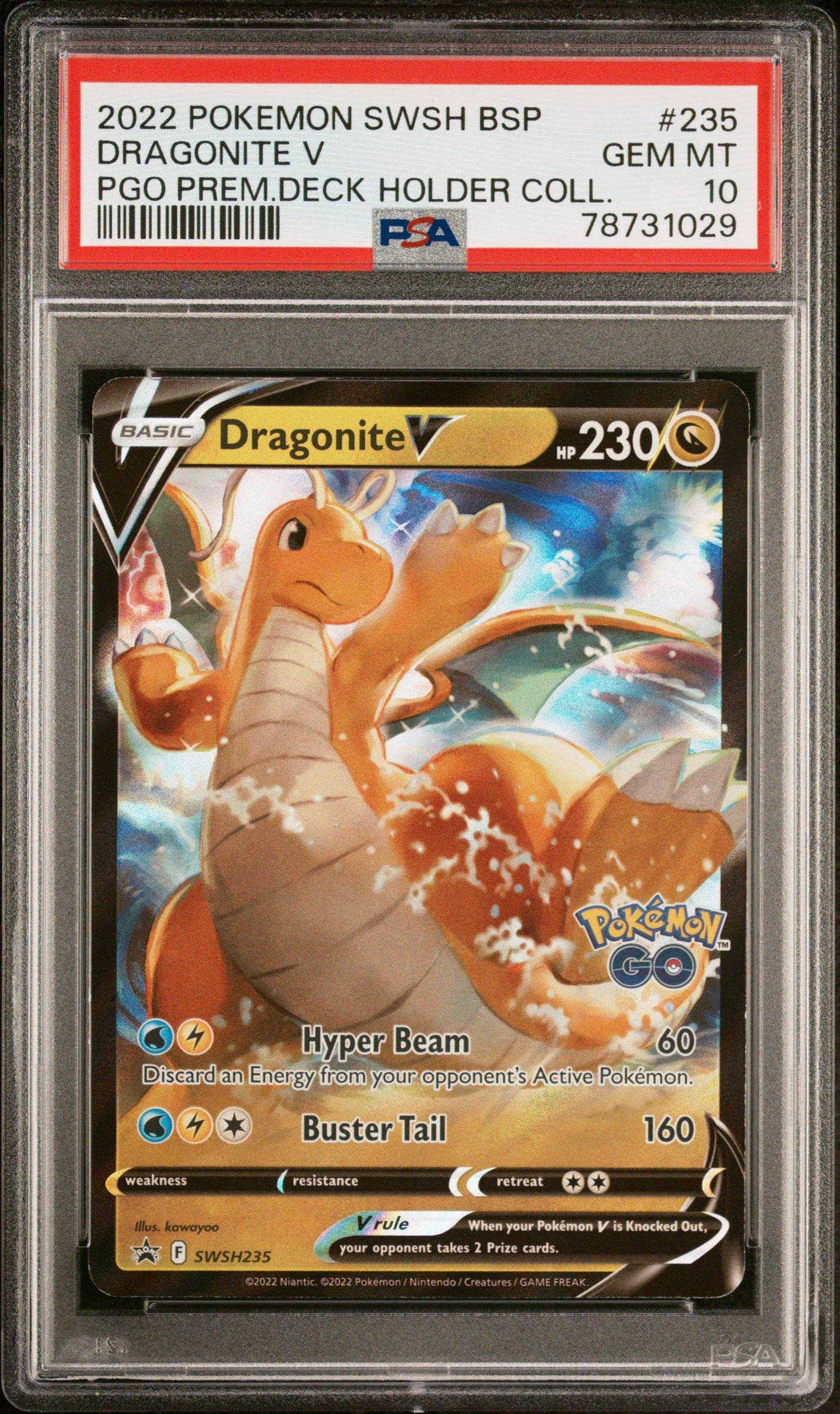 2022 Pokemon Swsh Black Star Promo 235 Dragonite V Pokemon Go Premier Deck Holder Collection PSA