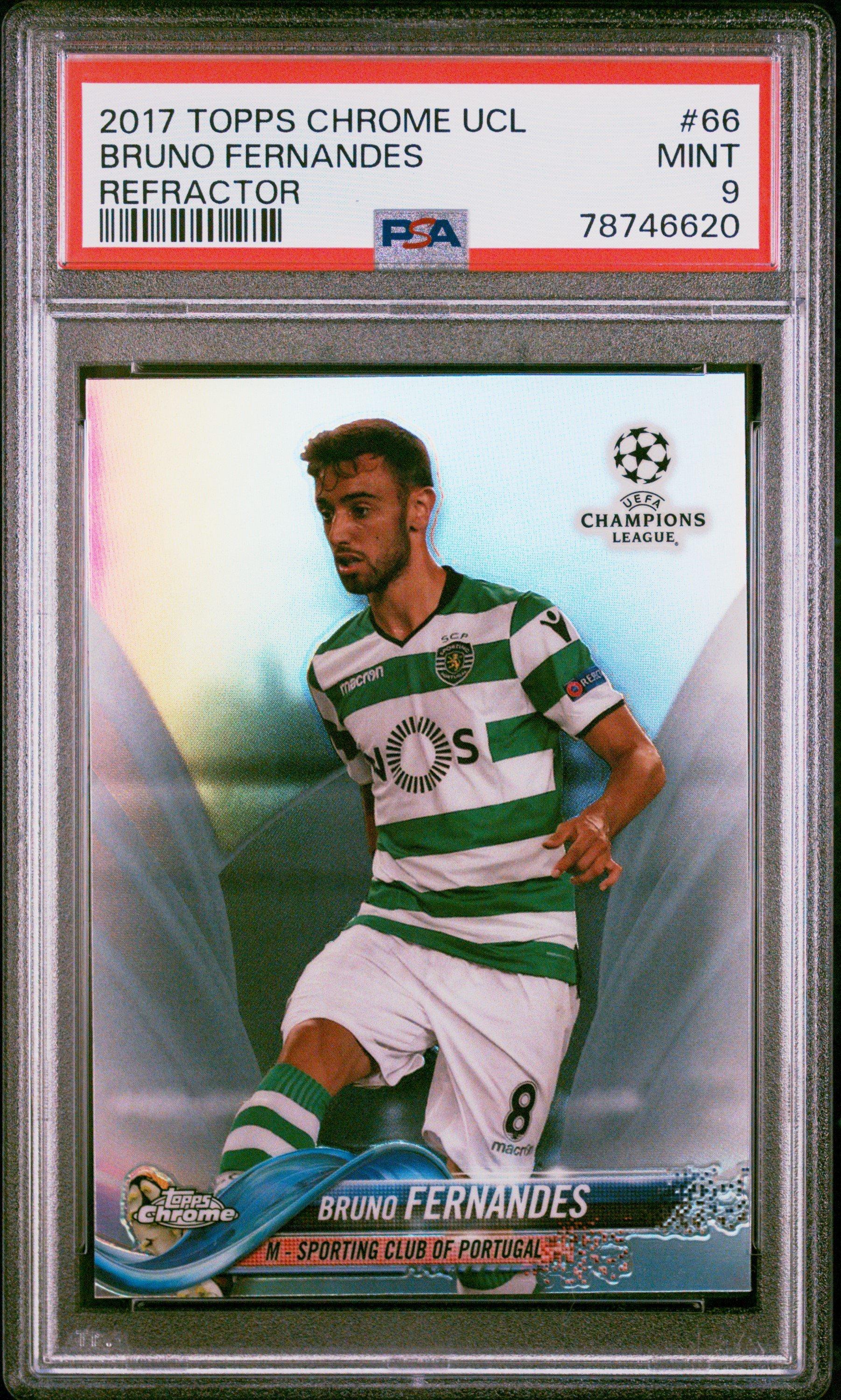 2017 Topps Chrome Uefa Champions League 66 Bruno Fernandes Refractor PSA 9