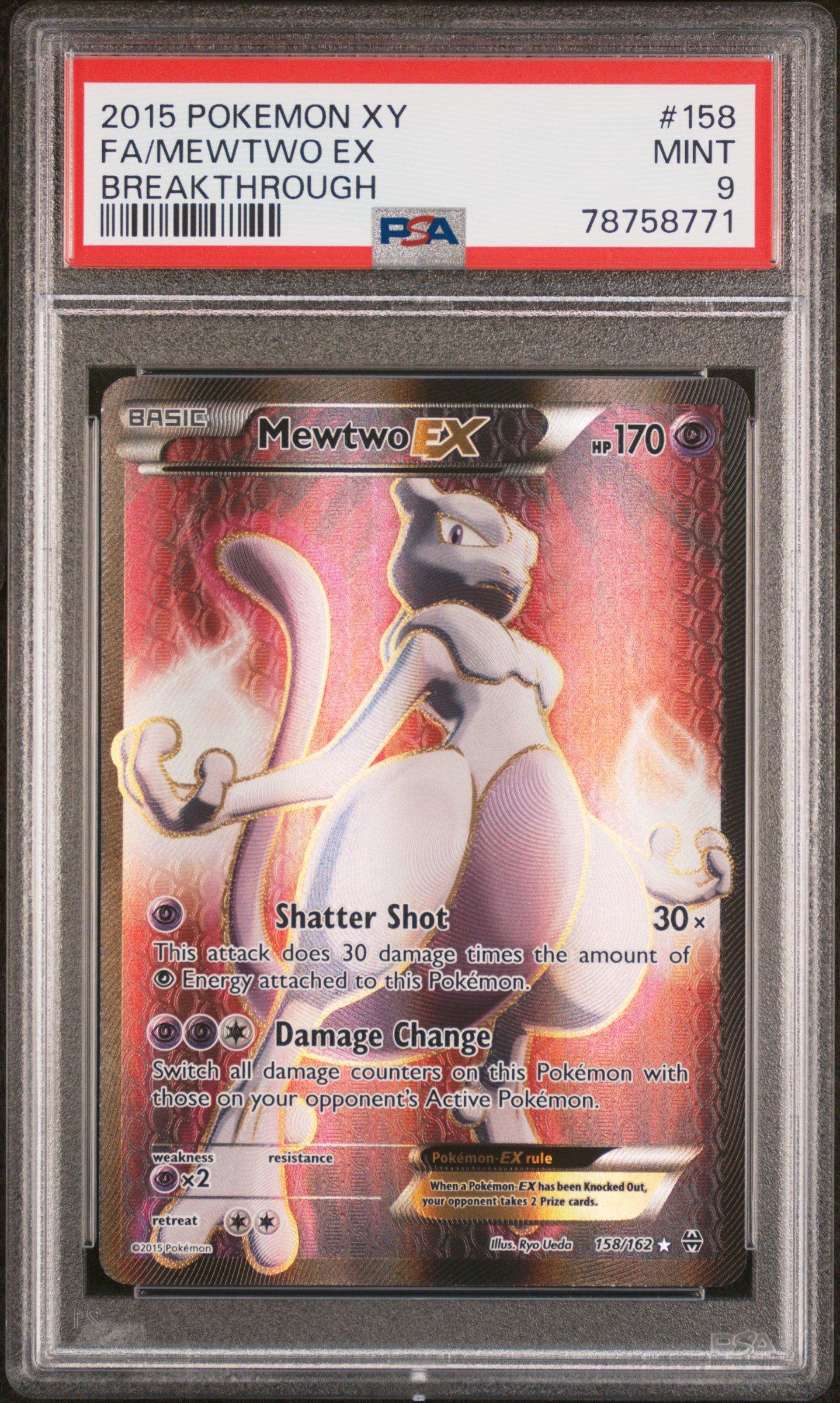 2015 Pokemon Xy Breakthrough 158 Full Art/mewtwo Ex PSA 9 Graded