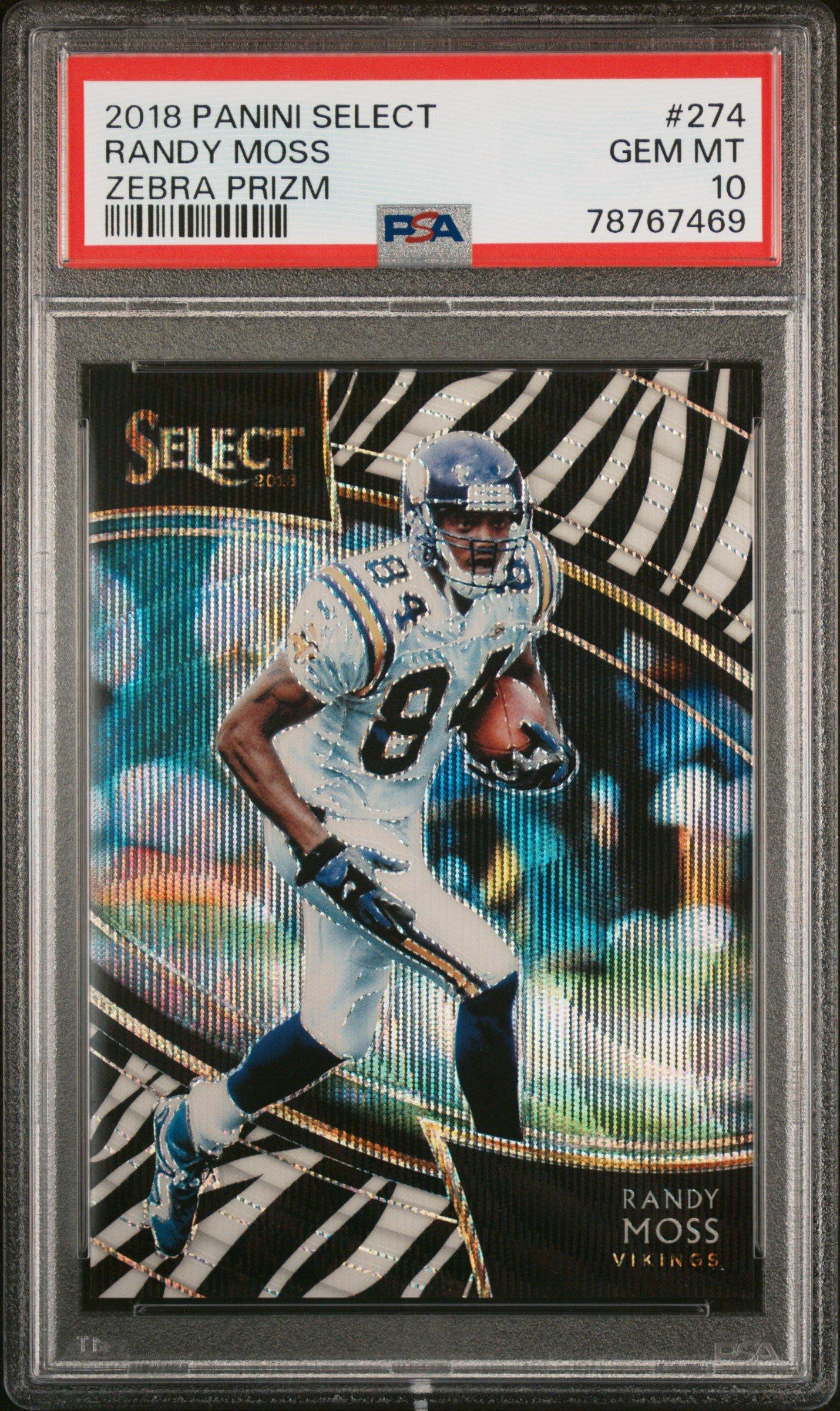 2018 Panini Select 274 Randy Moss Zebra Prizm PSA 10