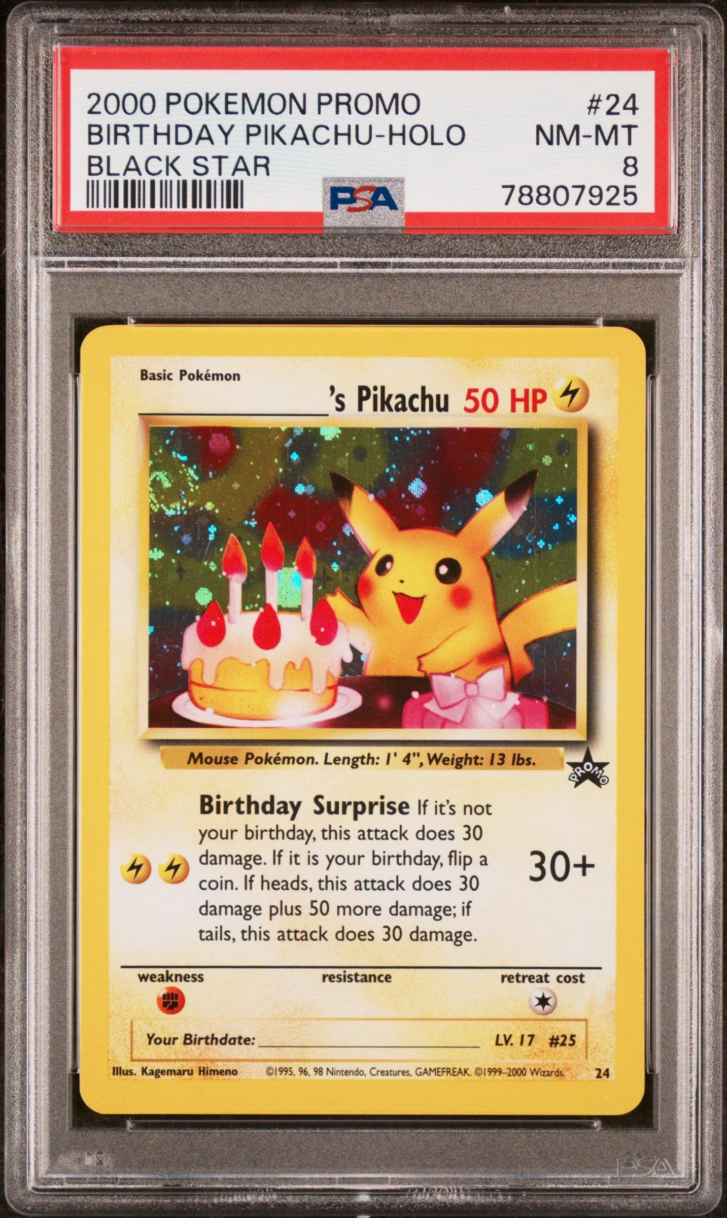 2000 Pokemon Promo Black Star 24 Birthday Pikachu-holo PSA 8