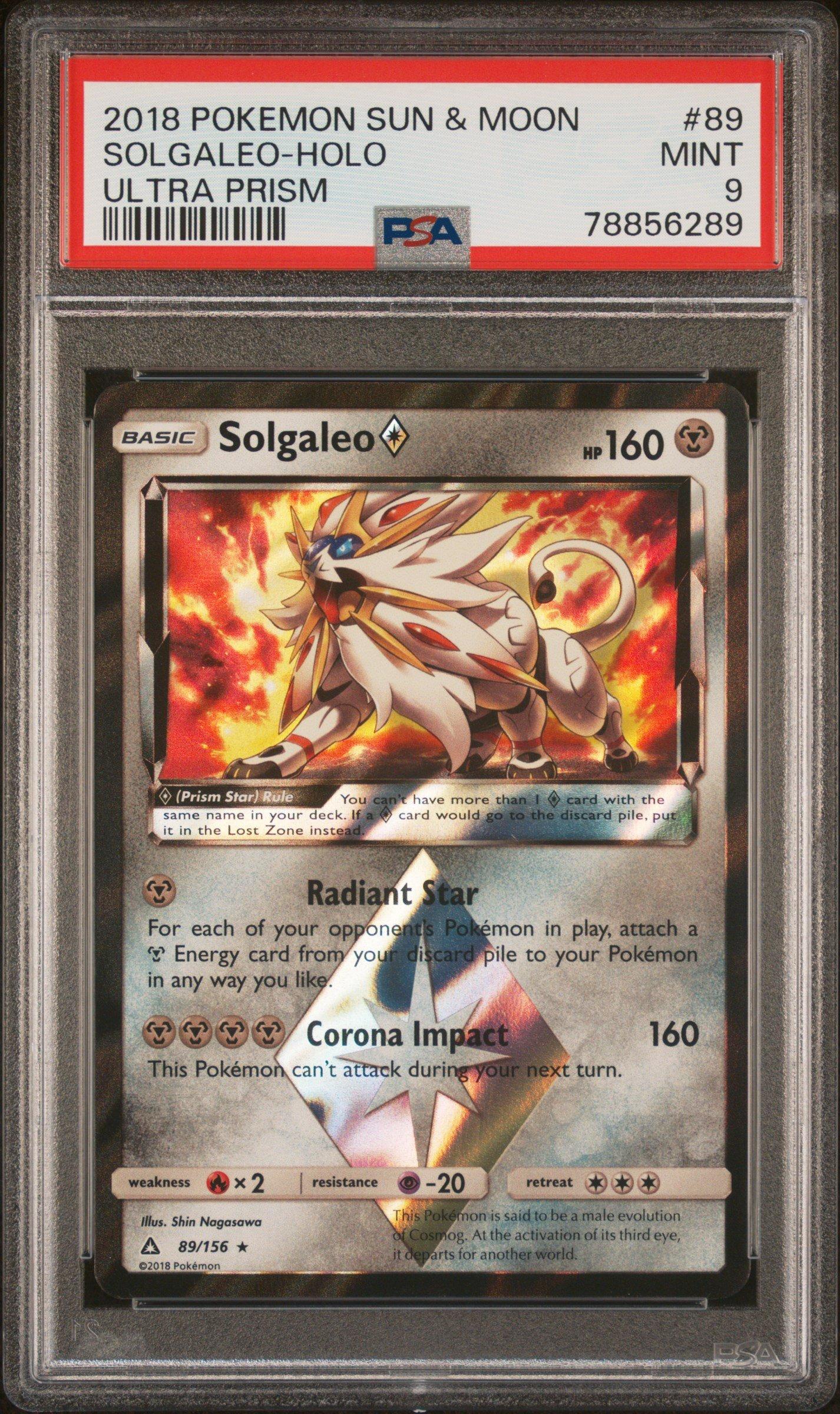 2018 Pokemon Sun & Moon Ultra Prism 89 Solgaleo PSA 9