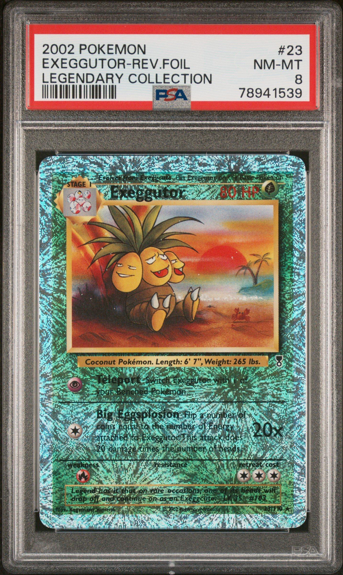 2002 Pokemon Legendary Collection 23 Exeggutor-reverse Foil PSA 8