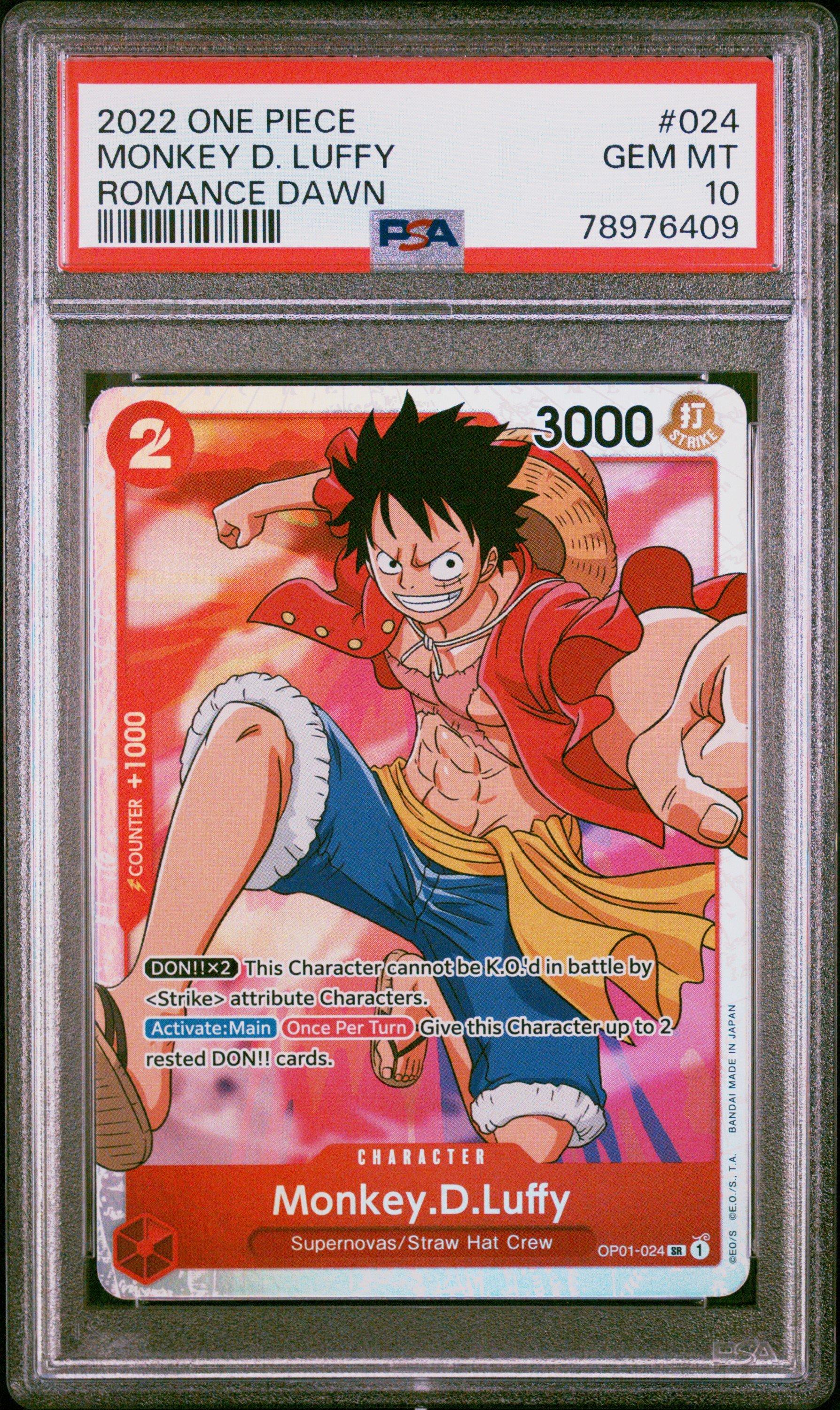 2022 One Piece Op01-romance Dawn 024 Monkey D. Luffy PSA 10 Graded