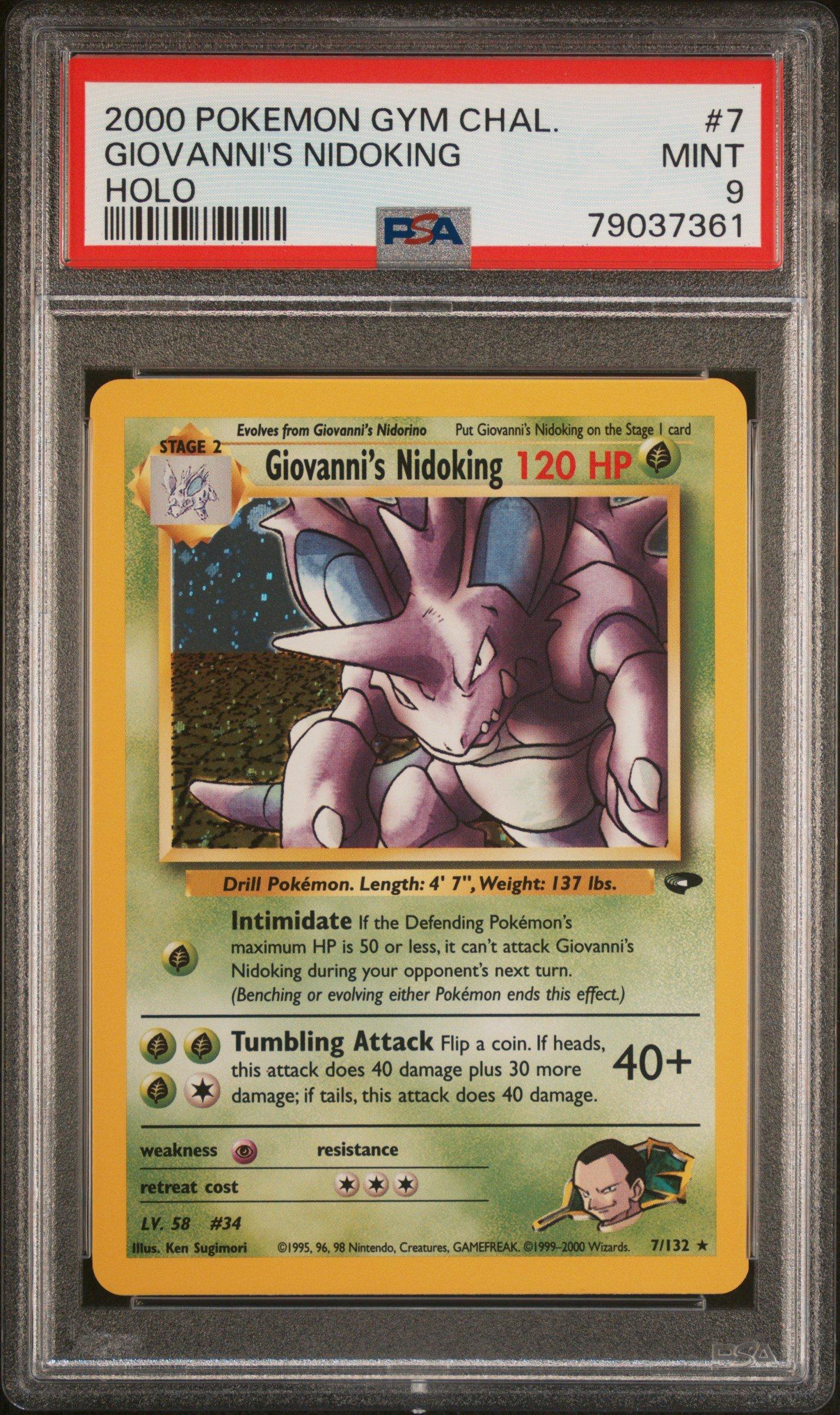2000 Pokemon Gym Challenge 7 Giovanni's Nidoking Holo PSA 9 Graded