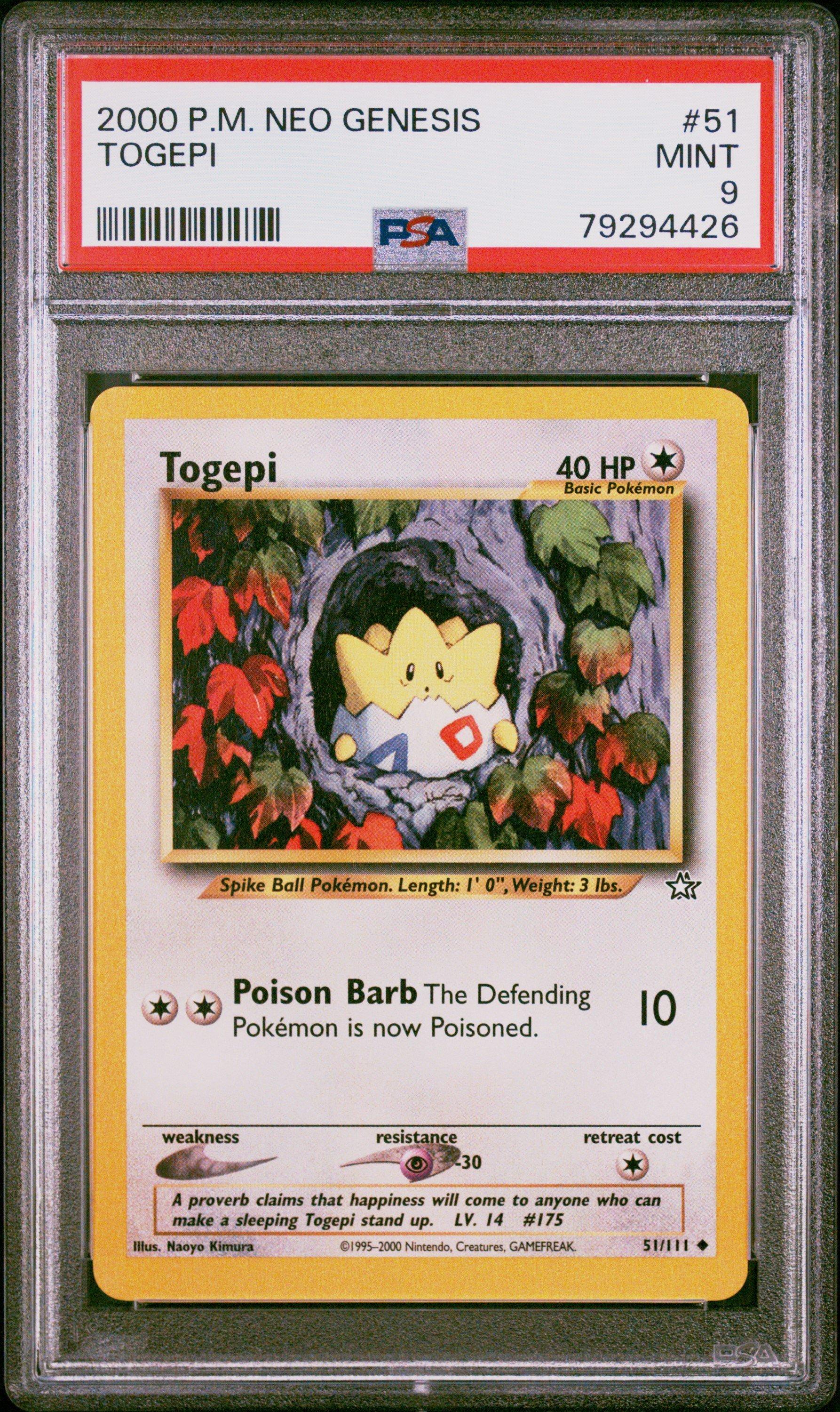 2000 Pokemon Neo Genesis 51 Togepi PSA 9