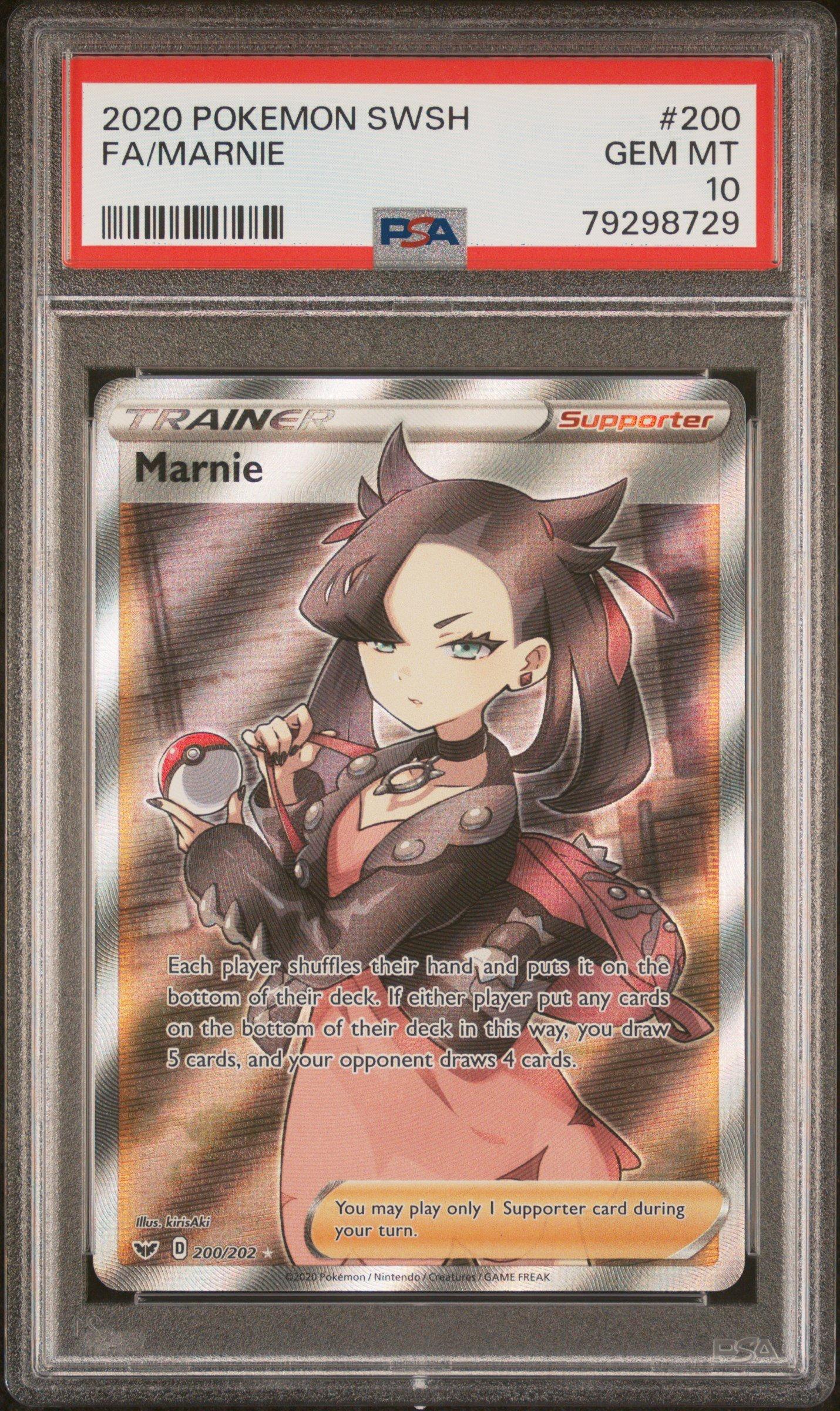 2020 Pokemon Sword & Shield 200 Full Art/marnie PSA 10 Graded Card